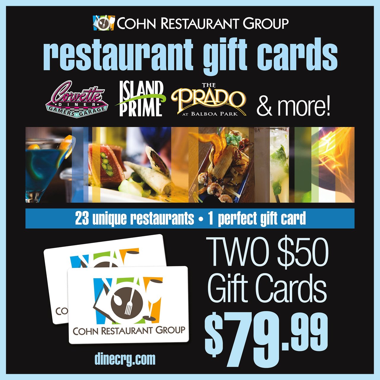 Cohn Restaurant Group 2/$50 Gift Cards - Item is Non-Refundable - Image 1