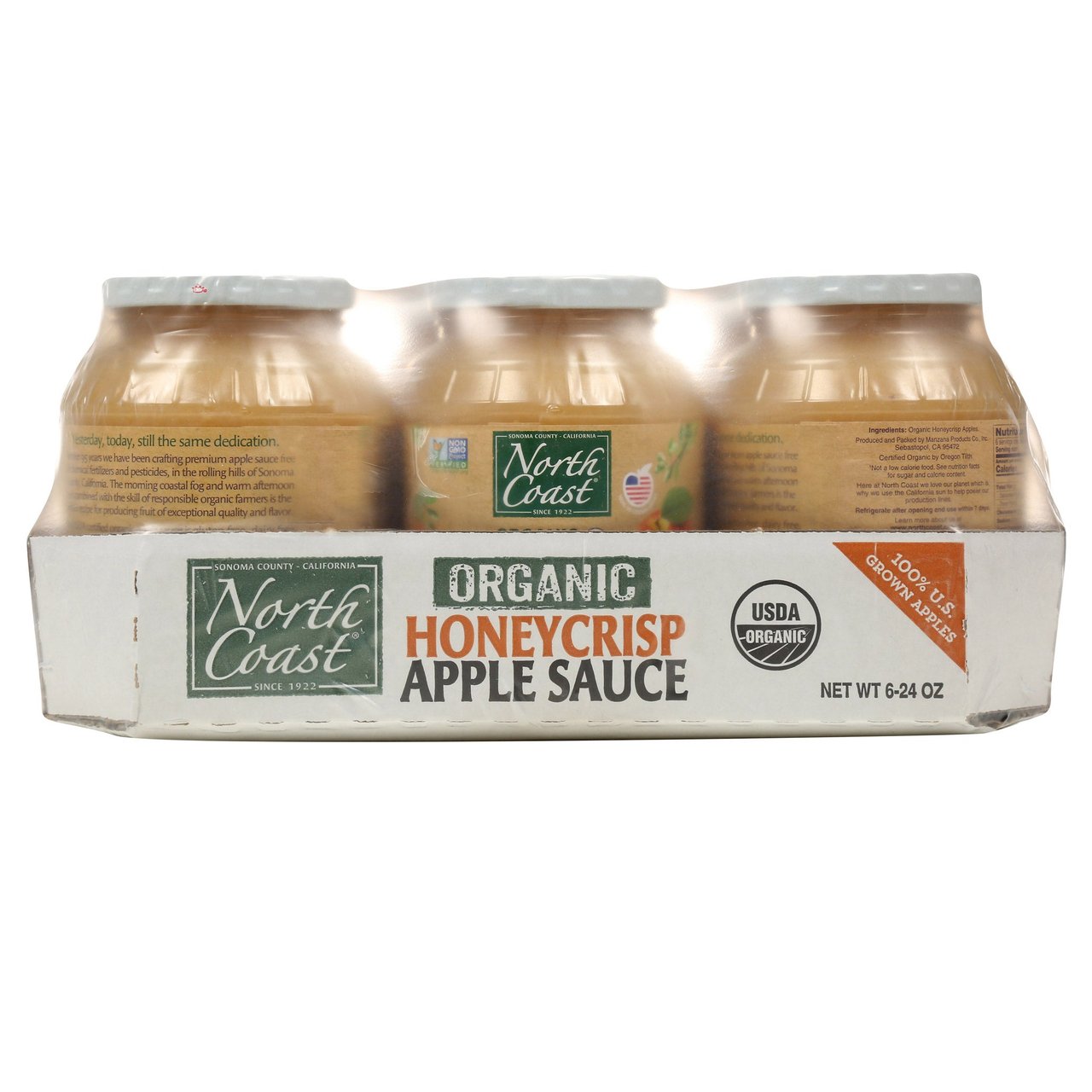 North Coast Organic Honeycrisp Apple Sauce, 6 x 24 oz - Image 1