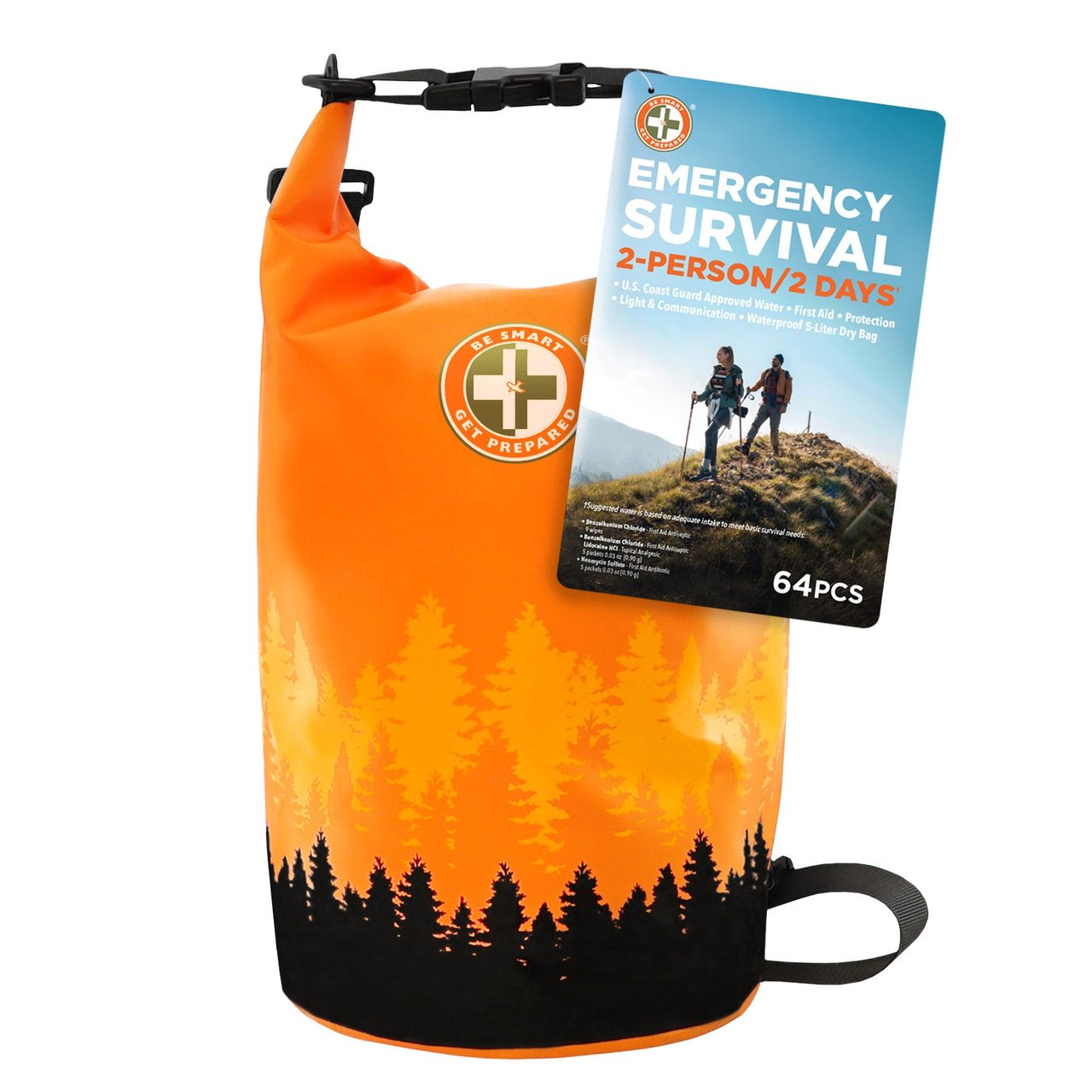 TRI Survival Emergency Kit 2 Person 2 Day 64 Pieces - Image 1