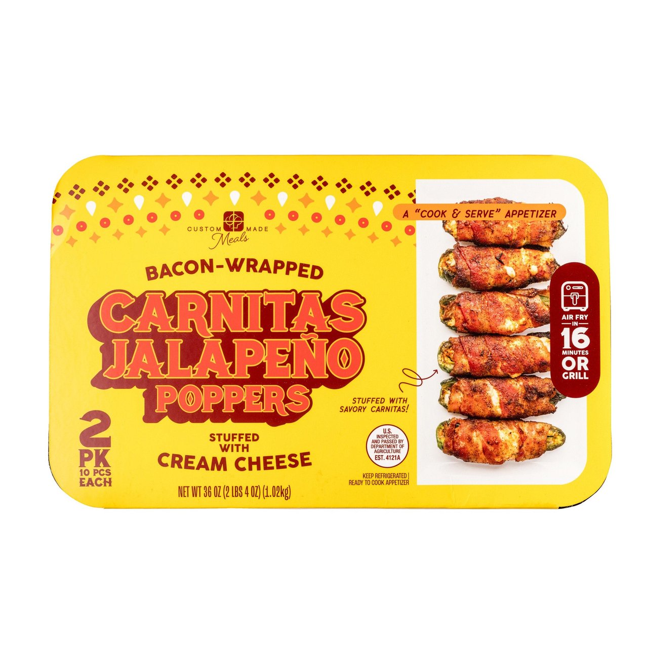 Custom Made Meals Bacon Wrapped Jalapeño Poppers, 2 Pack, 10 Count Each
