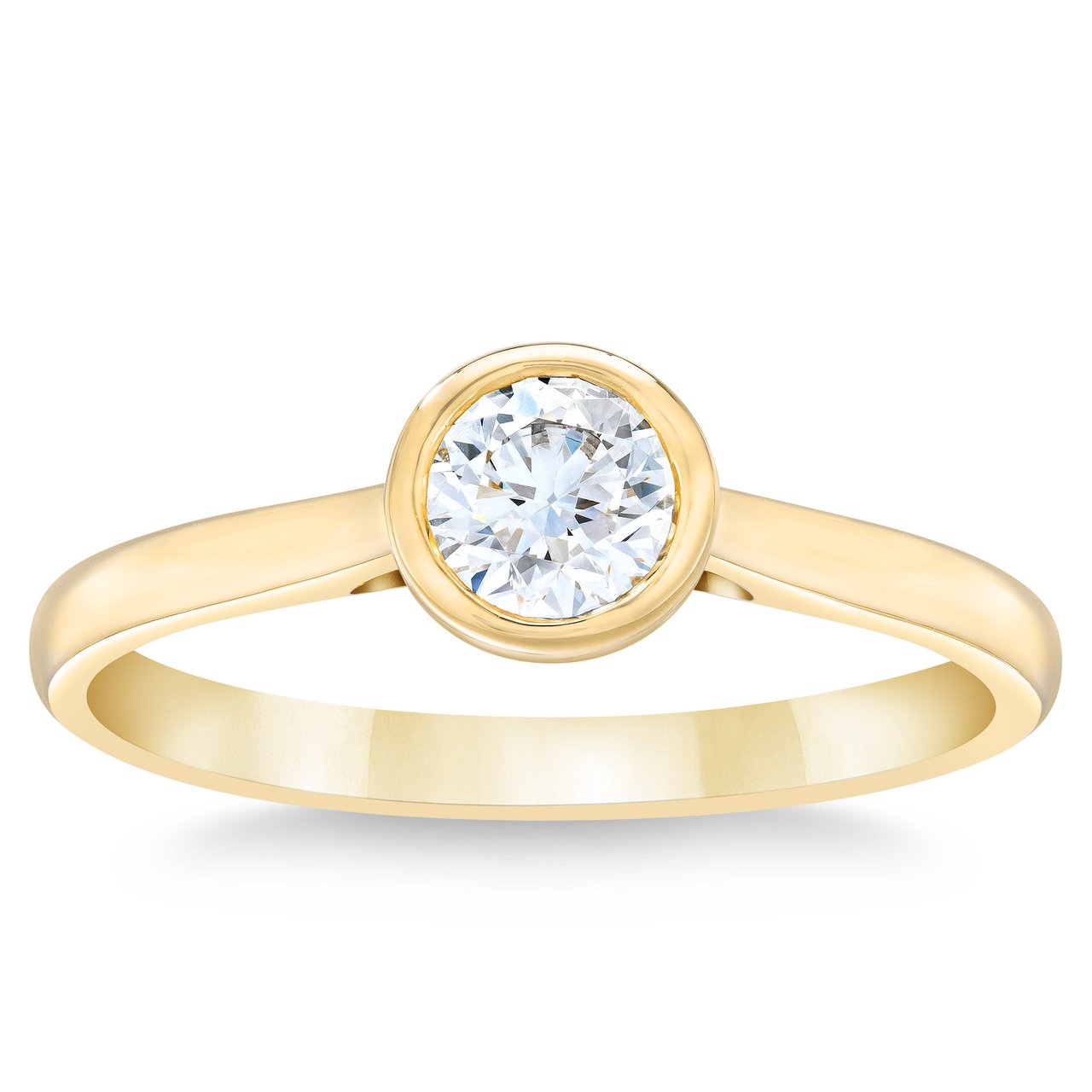 18KT Yellow Gold VS2 I 0.50 CTW Round Diamond Bezel Set Ring - Image 1