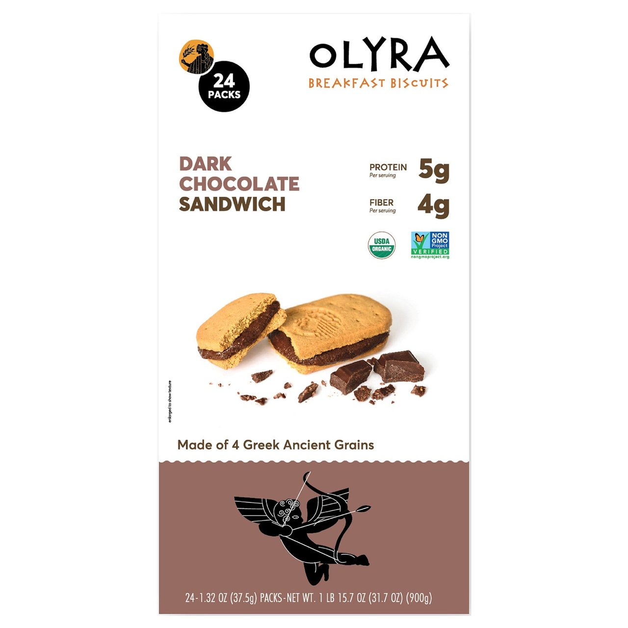 Olyra Dark Chocolate Crème Breakfast Biscuits, 24 Count, 1.32 oz Each