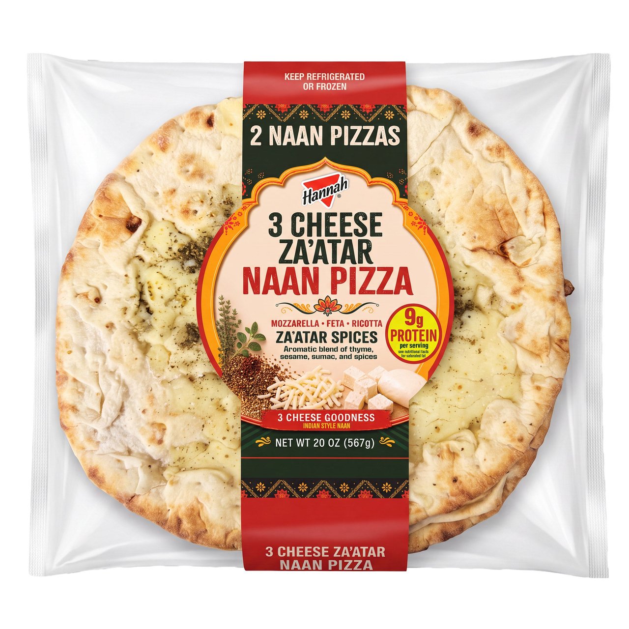 Hannah 3 Cheese Za'atar Naan Pizza, 20 oz (1.25 lb) - Image 1