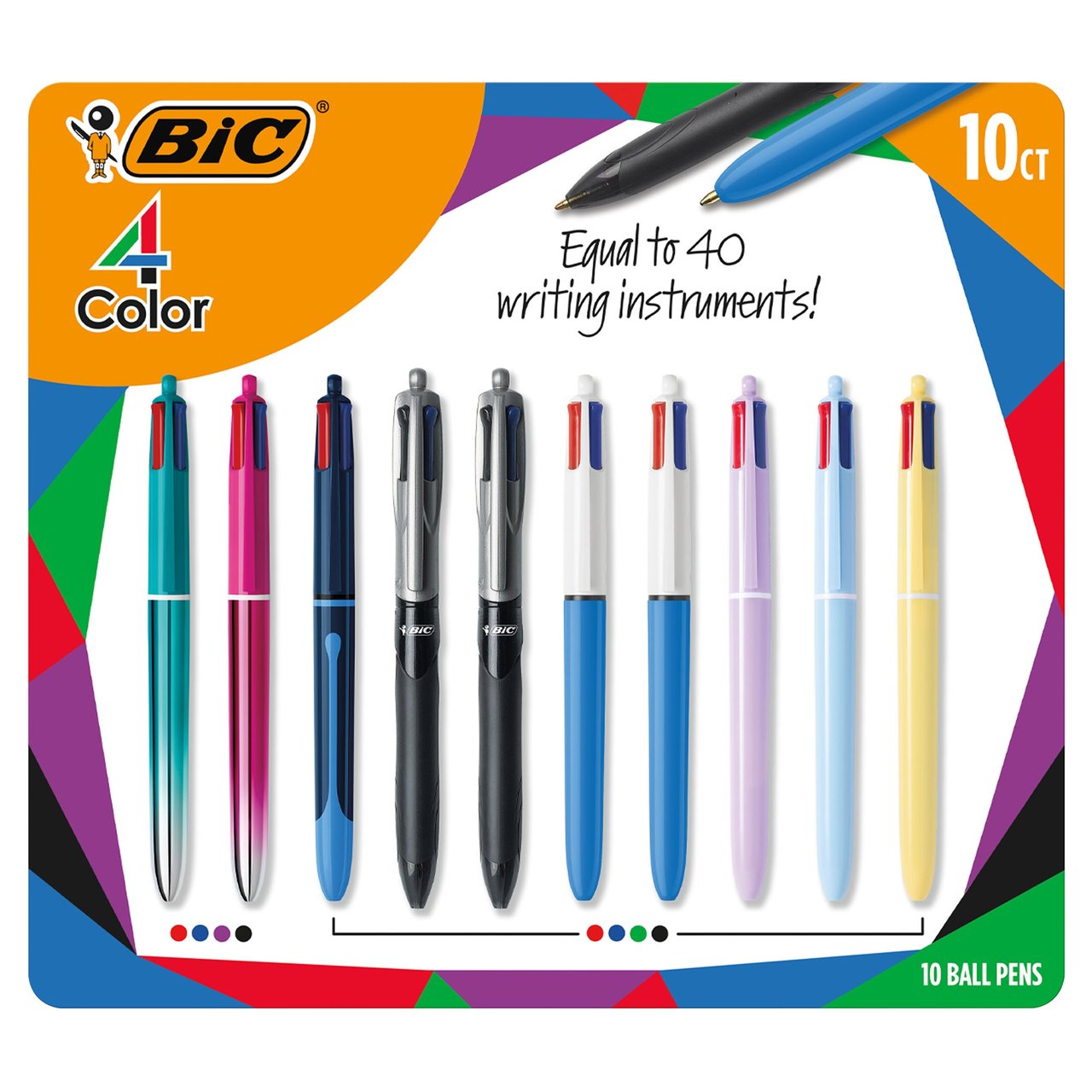 BIC 4-Color Retractable Ball Pens, 10 ct - Image 1