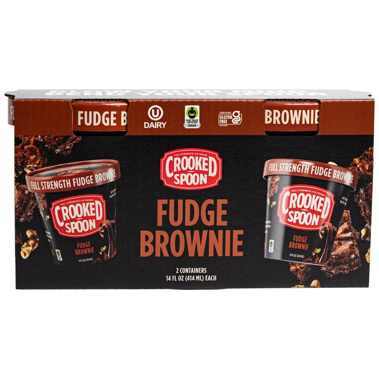 Crooked Spoon Fudge Brownie Ice Cream 2/14 oz - Image 1