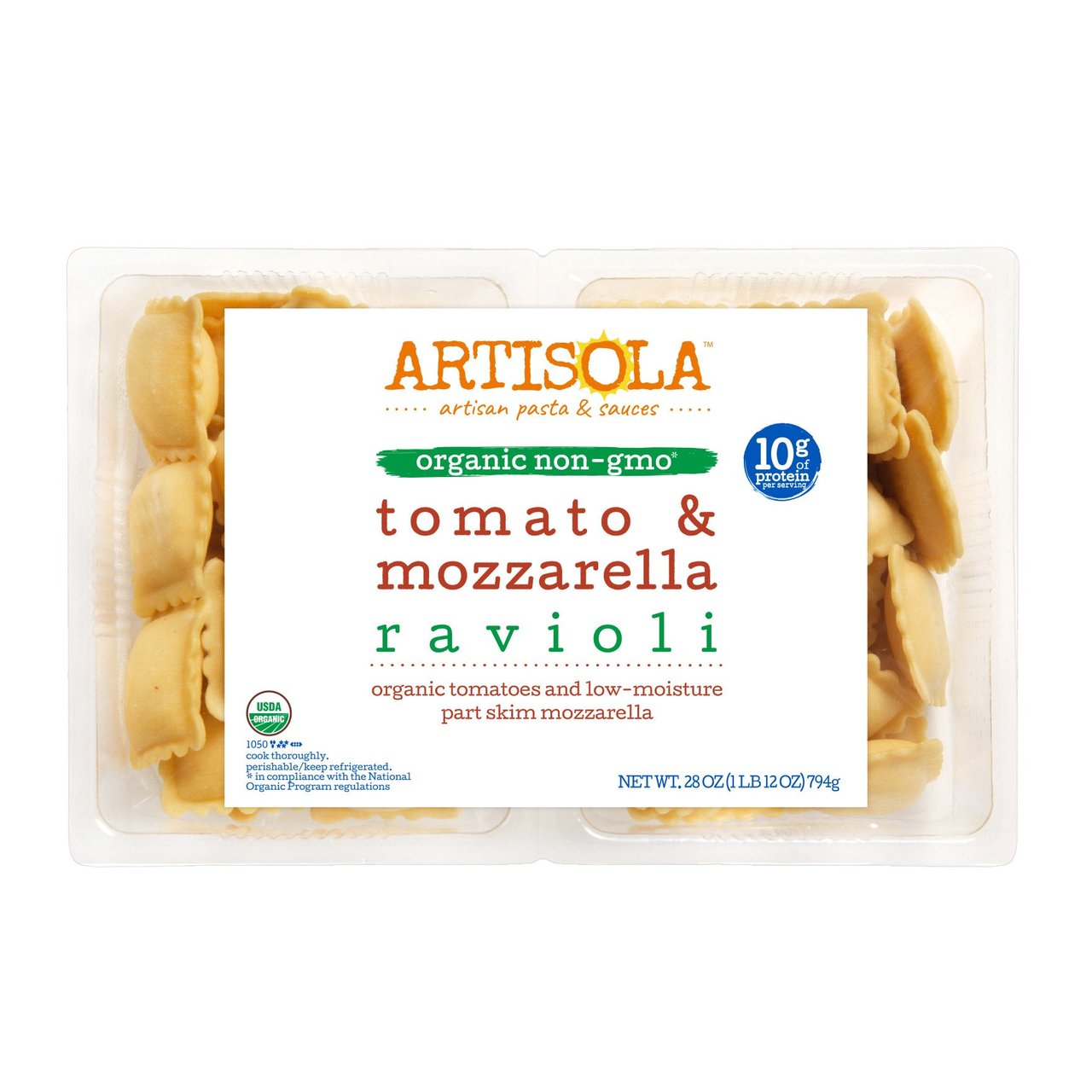 Artisola Organic Tomato & Mozzarella Ravioli 28 oz - Image 1