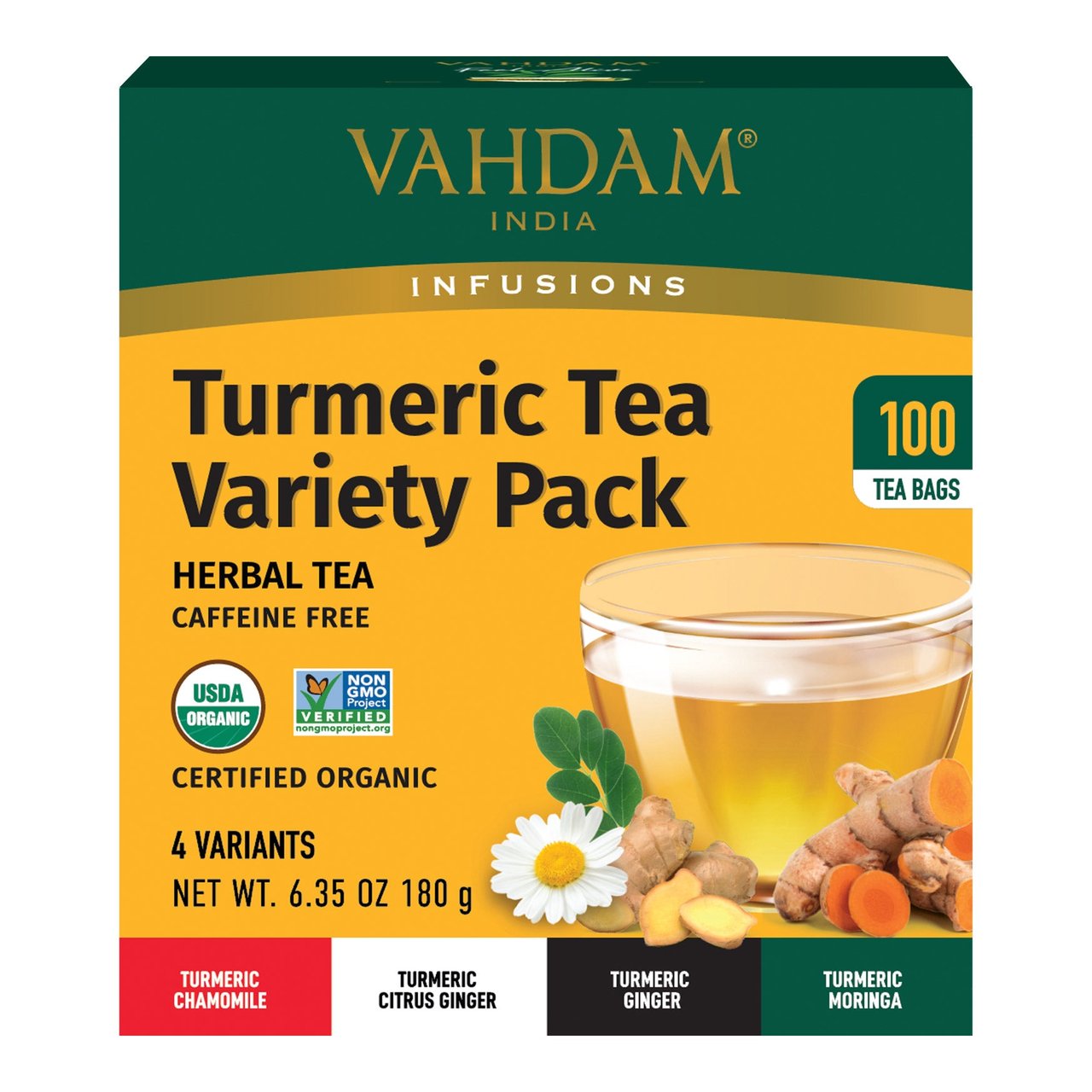 VAHDAM Organic Turmeric Tea Variety 100 Count - Image 1