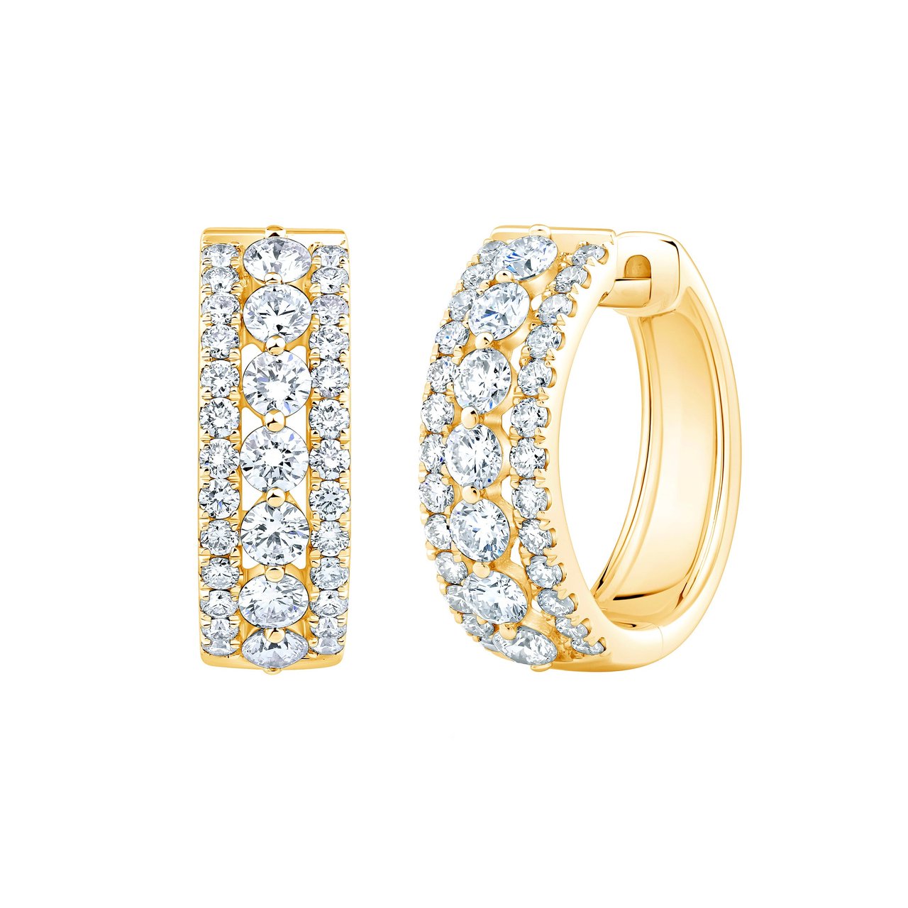 14kt Yellow Gold VS2 I 1.00ctw Round Diamond Hoop Earrings - Image 1