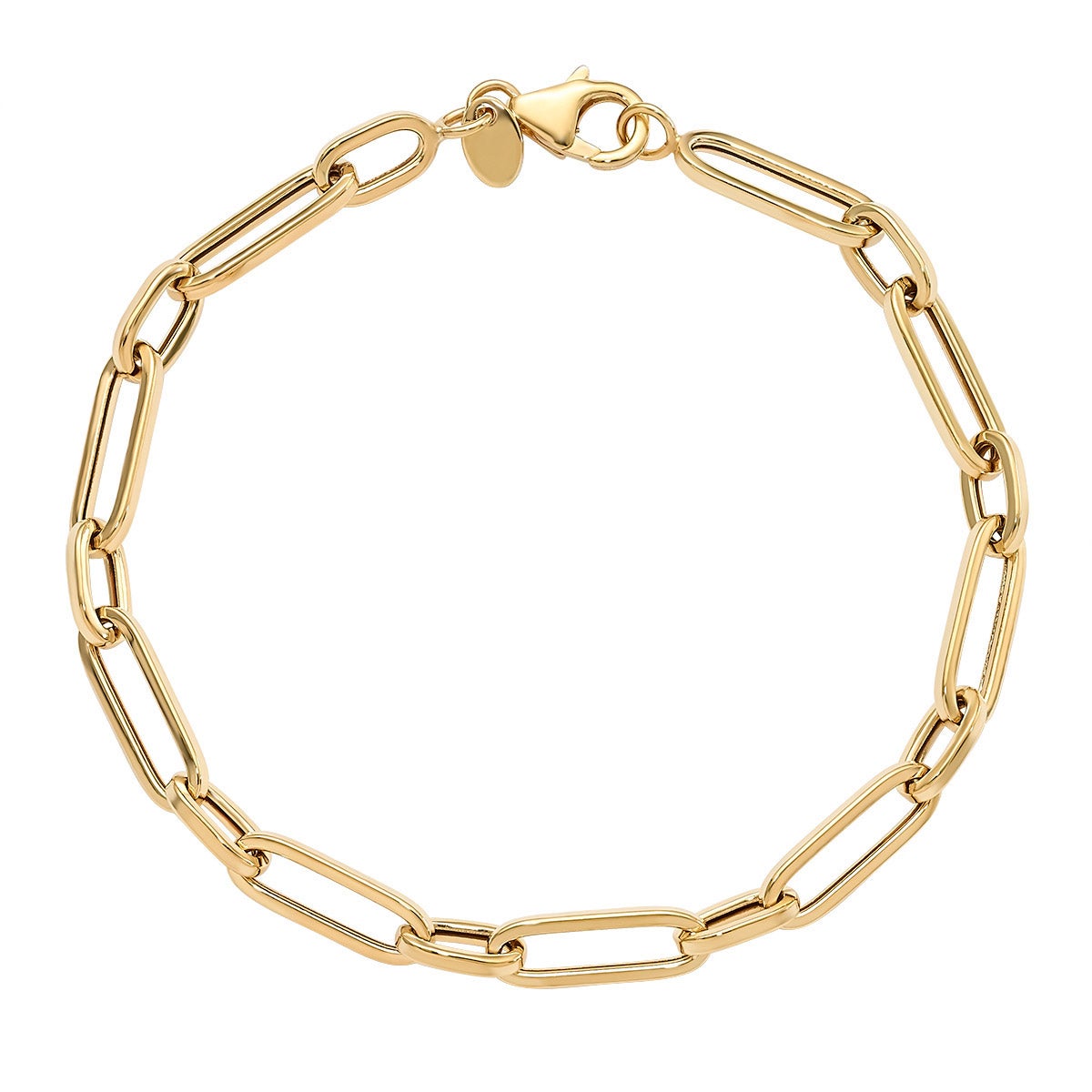 14kt Yellow Gold Paperclip Bracelet Made in Italy - Image 1