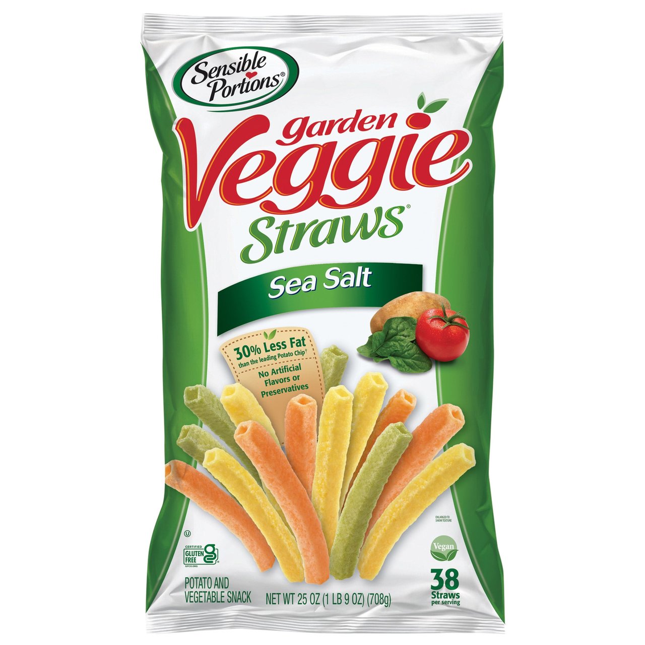 Sensible Portions Garden Veggie Straws, Sea Salt - 25 oz (1.562 lbs) - Image 1