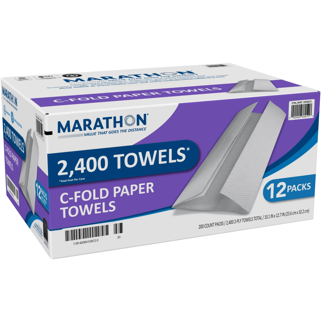Marathon 2-Ply C-Fold Paper Towels, 12 Packs, 200 Sheets - Image 1