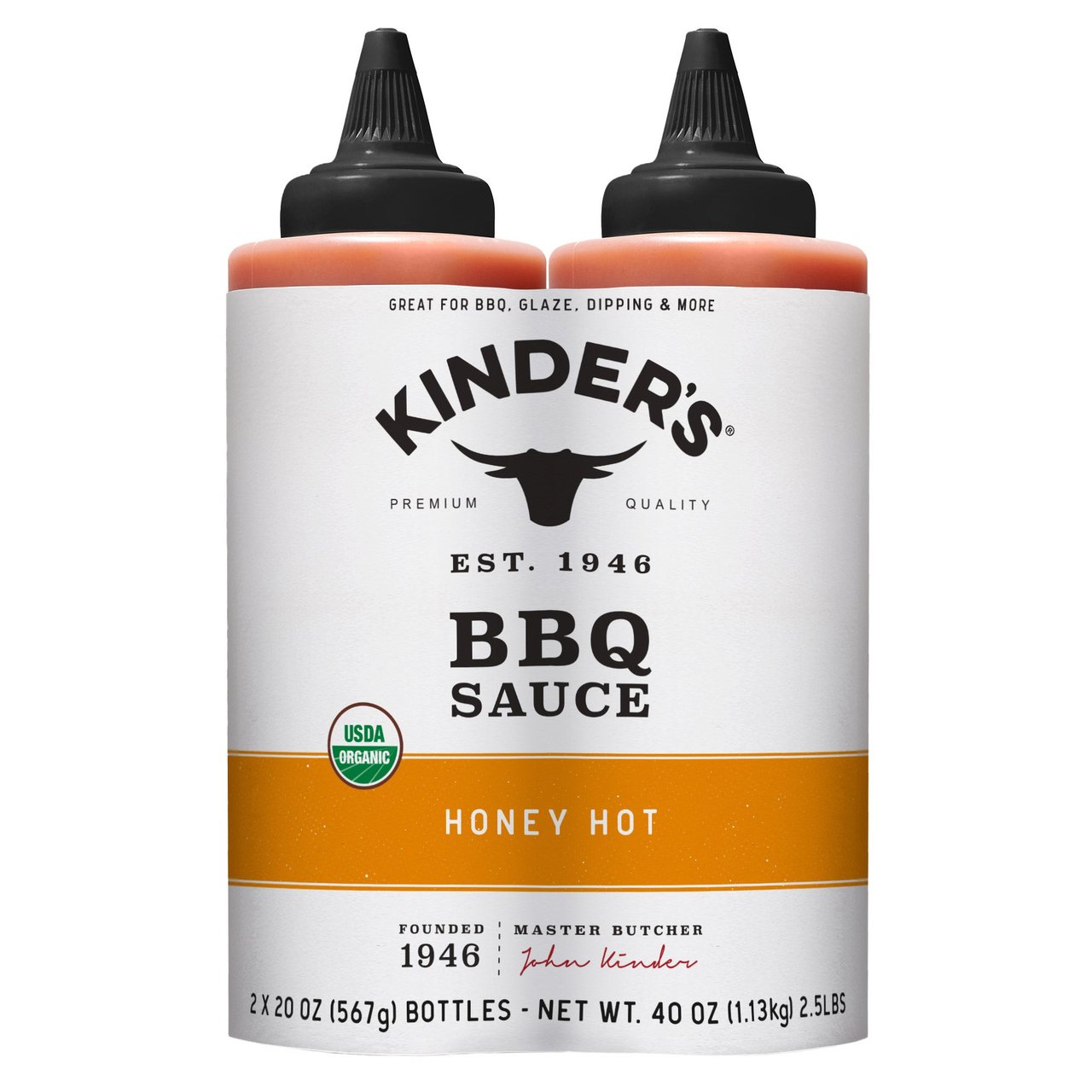 KINDER'S ORGANIC HONEY HOT BBQ SAUCE 2/20 OZ - Image 1