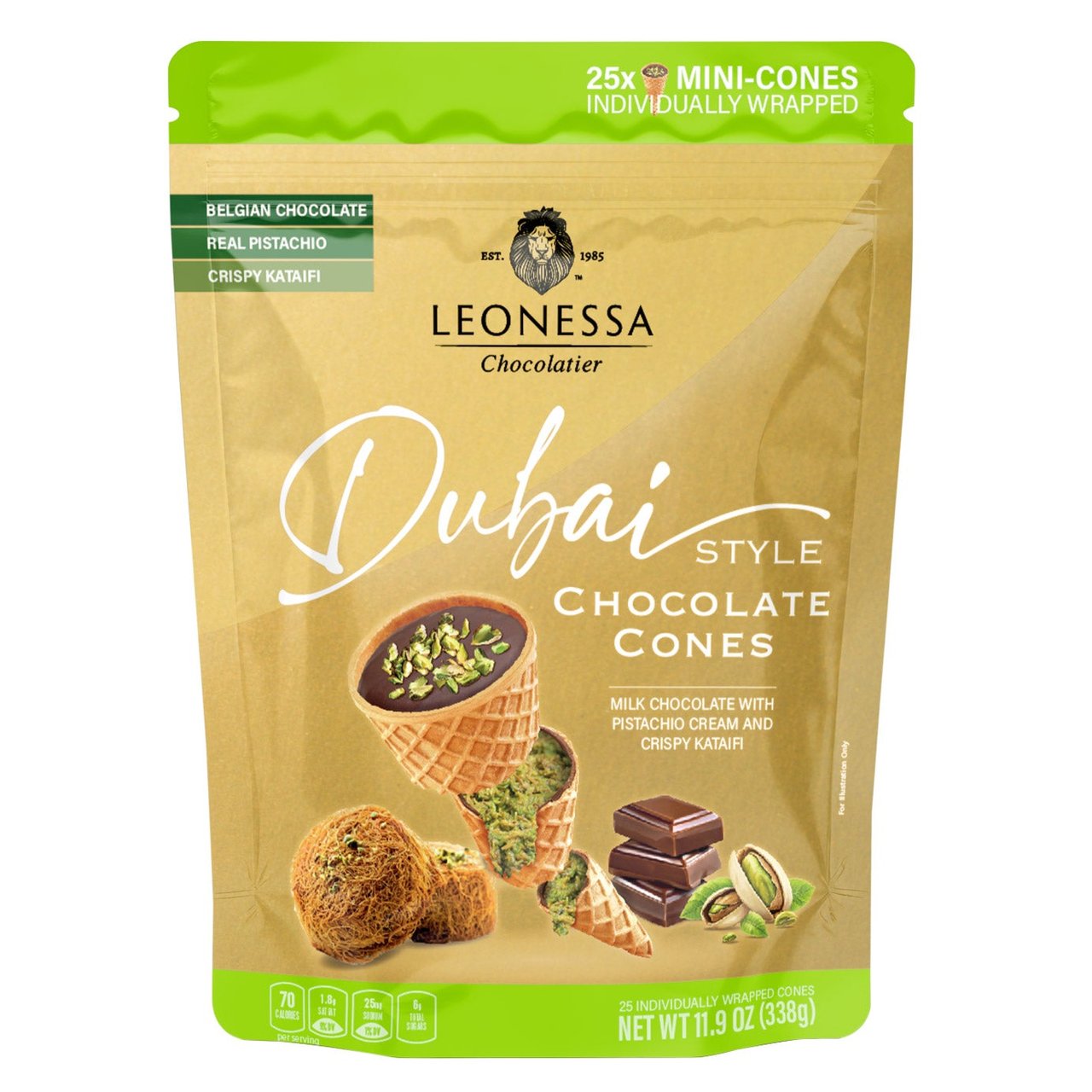 Leonessa Dubai Chocolate Cone 11.9 oz - Image 1