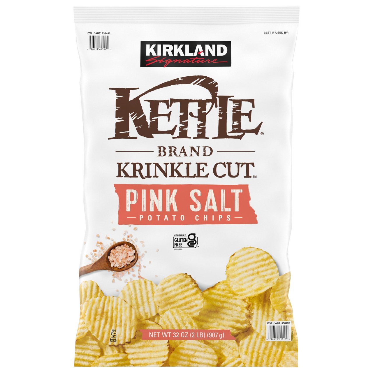 Kirkland Signature Krinkle Cut Kettle Chips, Himalayan Pink Sea Salt, 32 oz - Image 1