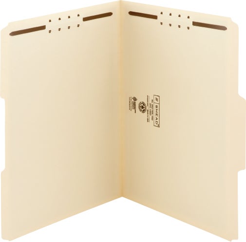 Smead File-Fast Fastener File Folders, 2 Fasteners, 1/3-Cut Reinforced Tab, Letter Size, Manila, 50/Box - Image 1