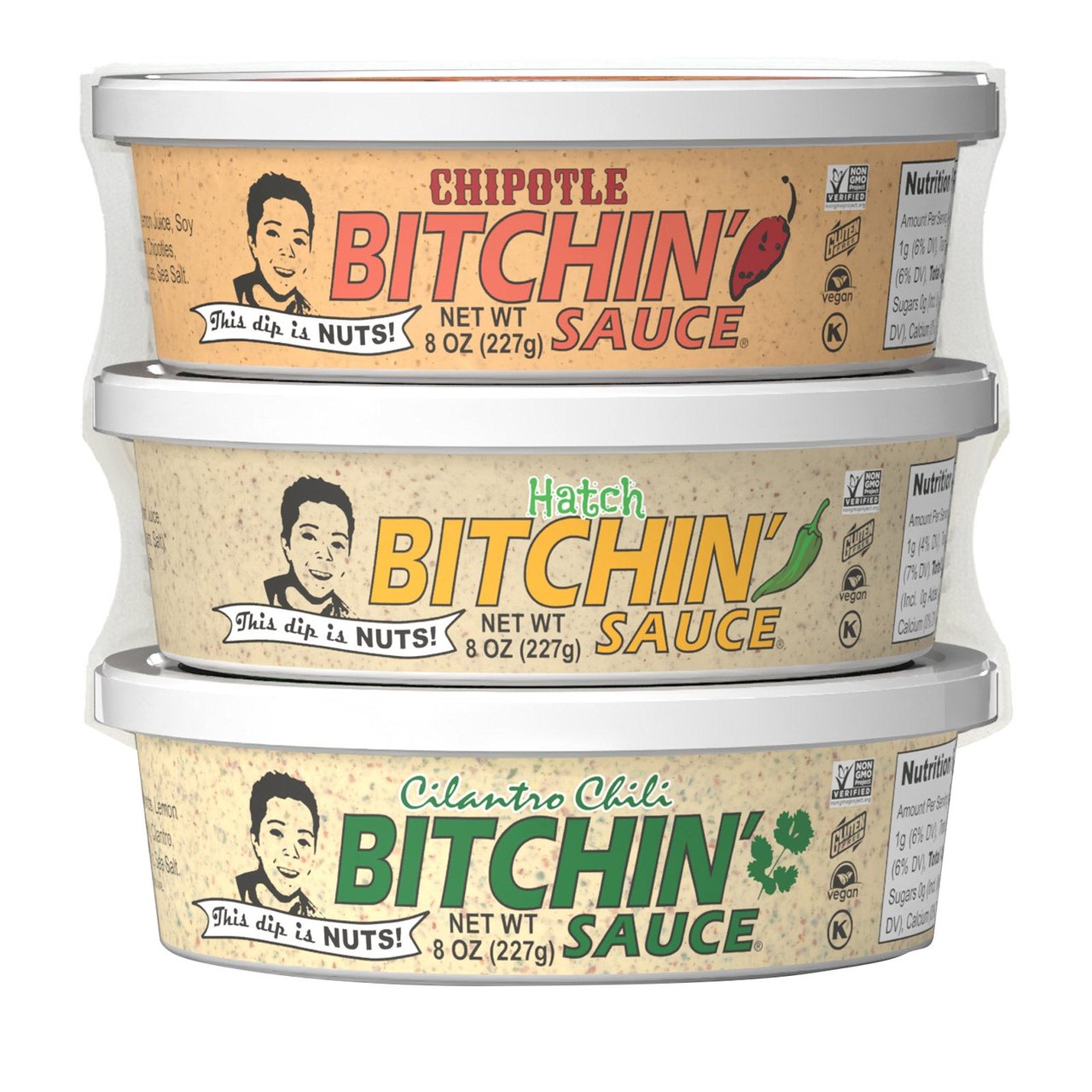 Bitchin' Sauce 3-Pack: Chipotle, Hatch, and Cilantro Chili 3/8 oz - Image 1