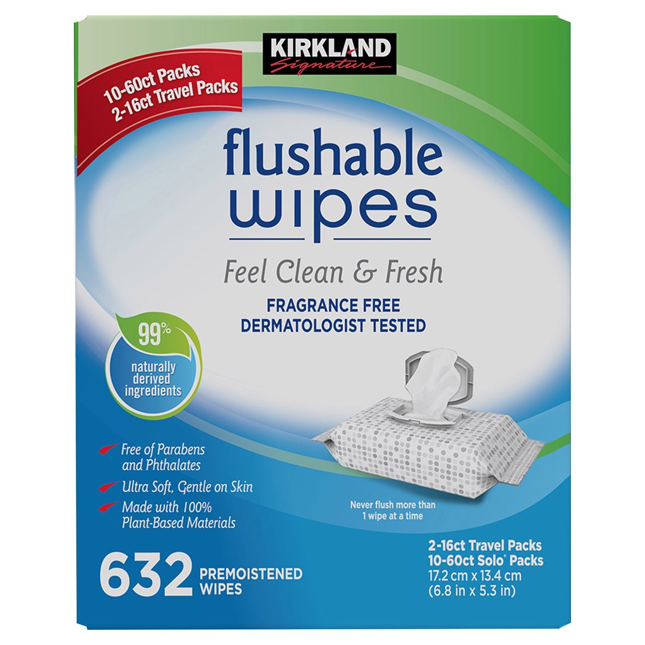Kirkland Signature Moist Flushable Wipes, 632 Count - Image 1