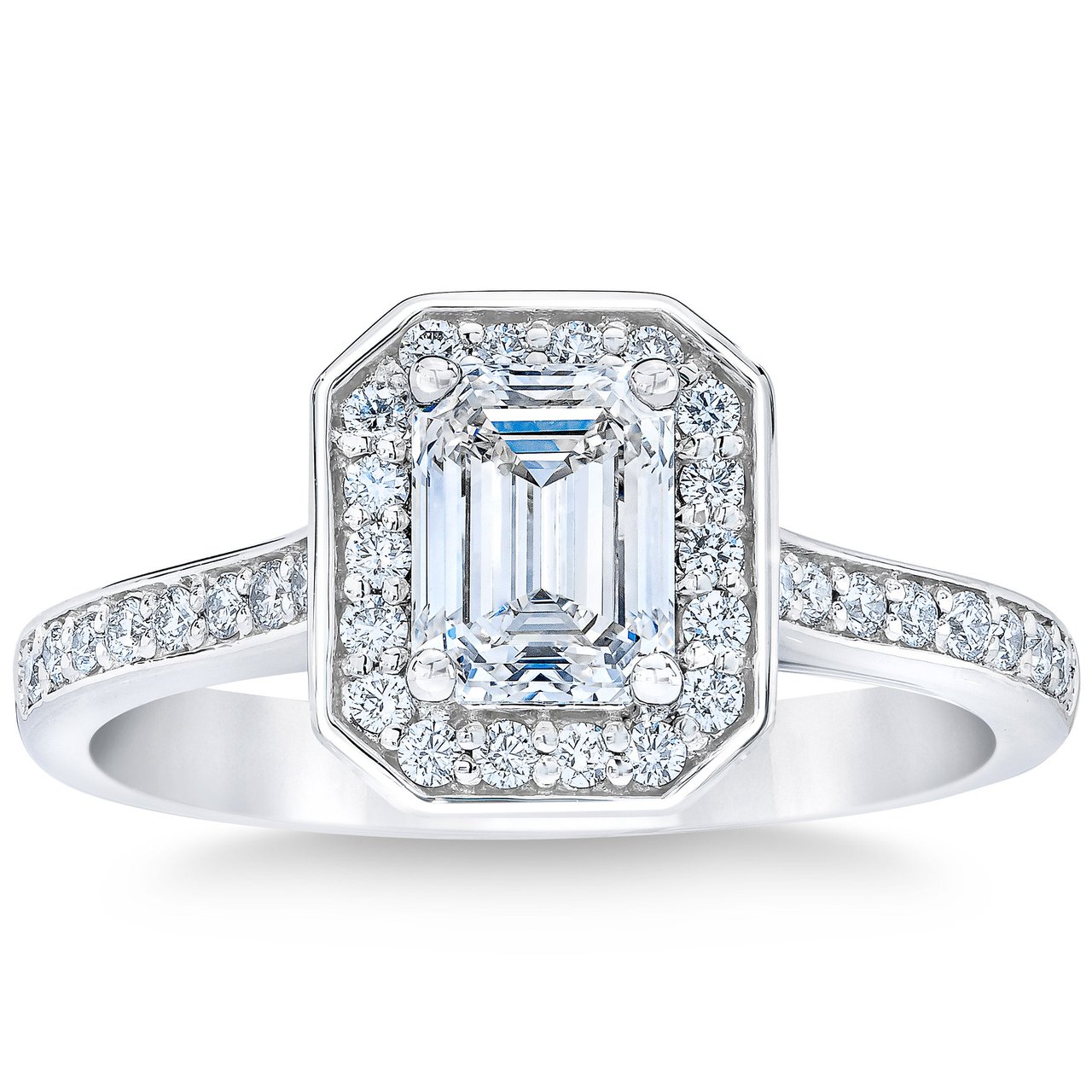 1.27 CTW Emerald Cut Platinum Wedding Ring, 1.03 CT Center, IF Clarity, F Color - Image 1