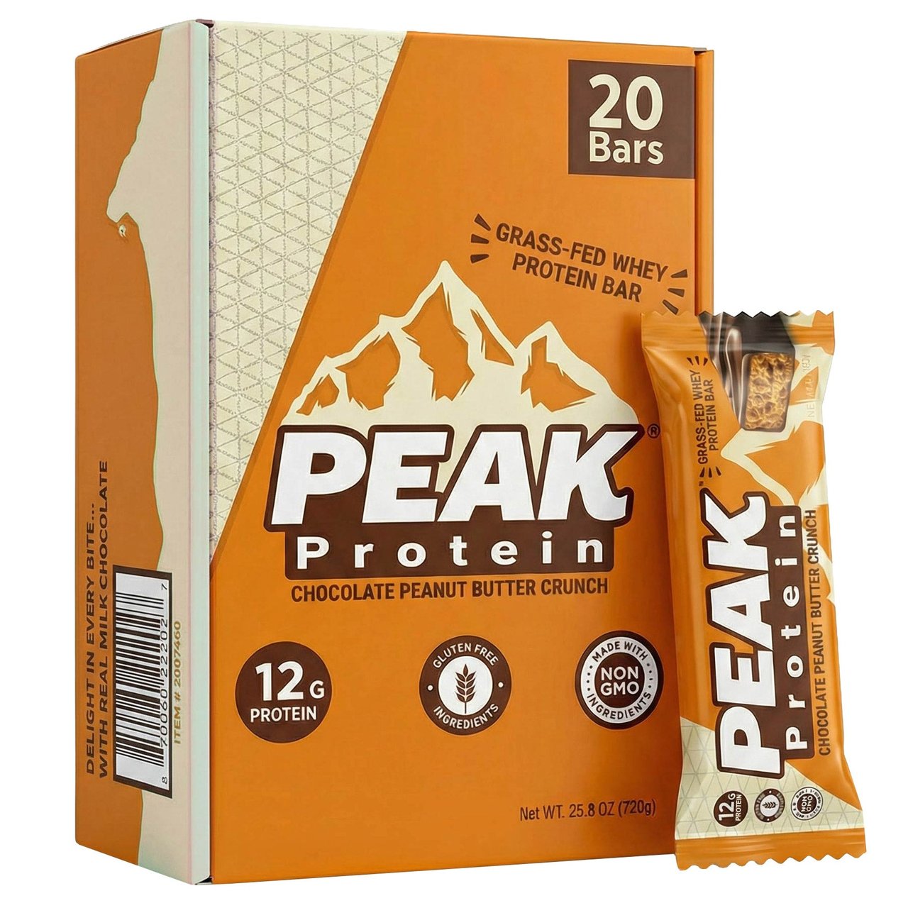 Peak Protein Chocolate Peanut Butter Crunch Bars, 20-count, 1.27 oz Each (1.58 lb) - Image 1