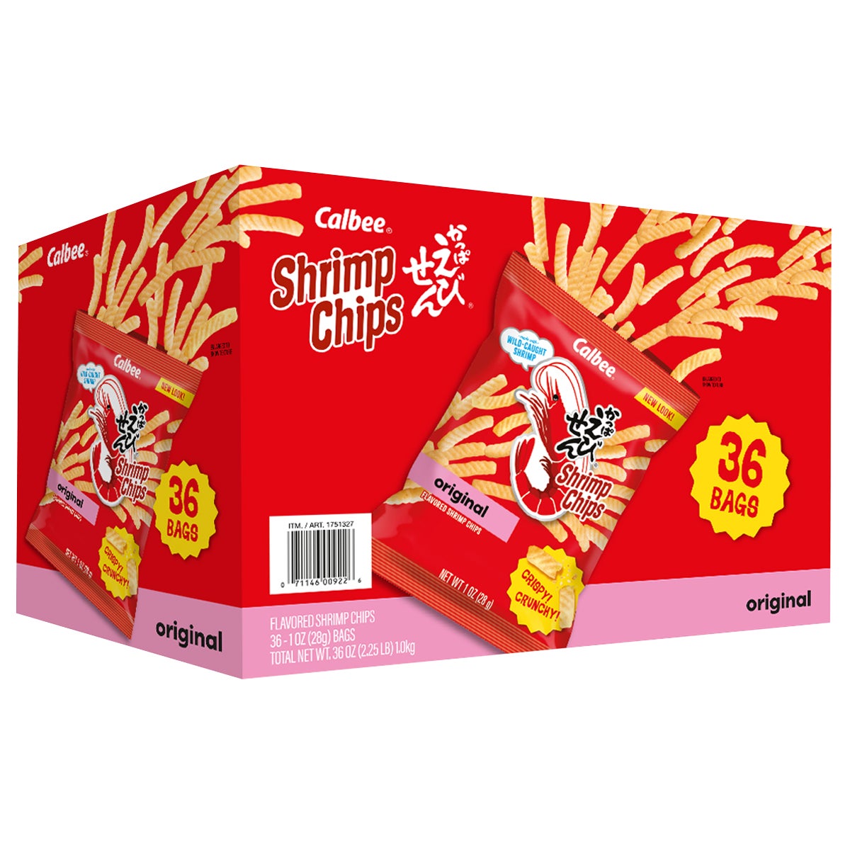 Calbee Shrimp Chips 36 Pack, 1 Ounce Each - Image 1