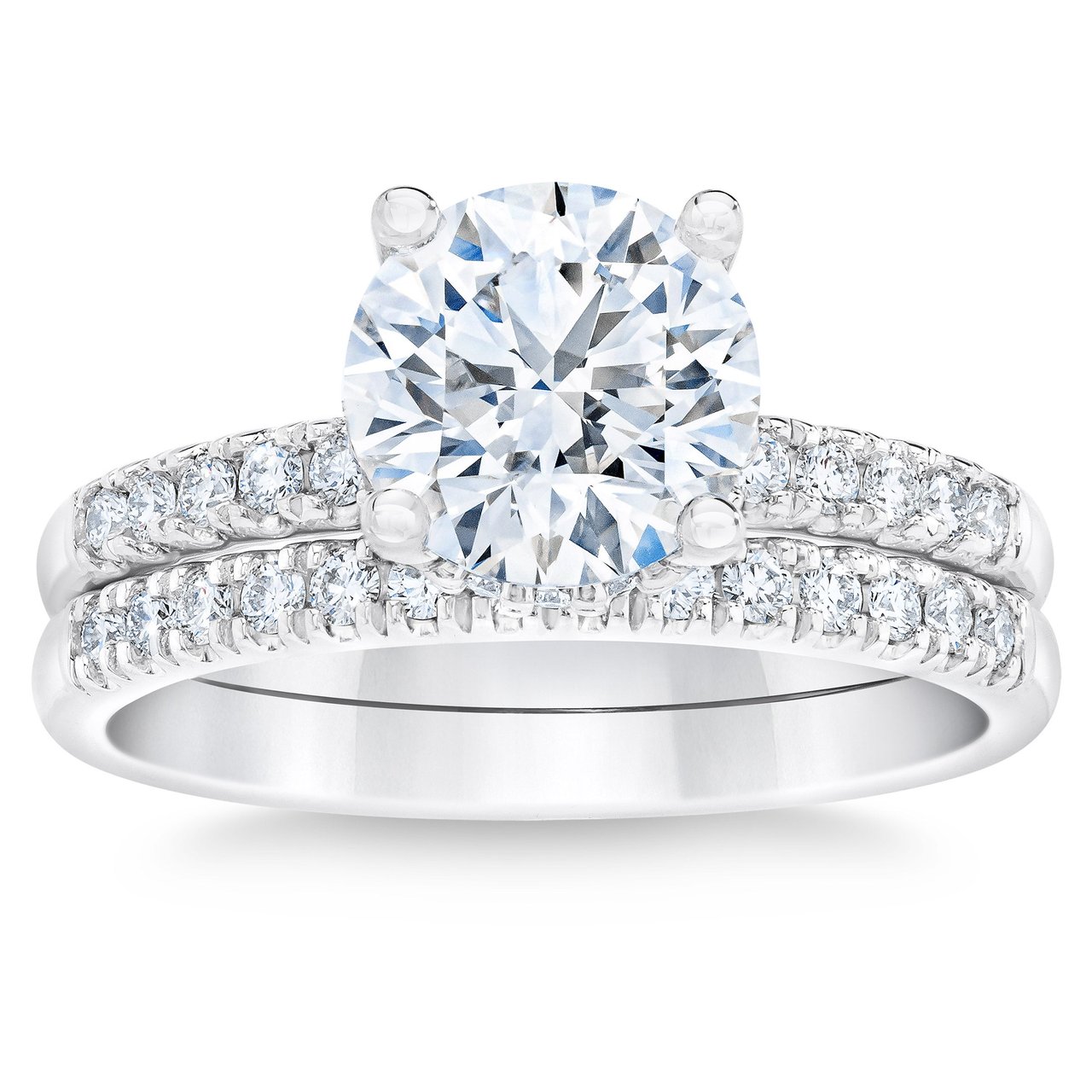 2.06 CTW Round Diamond Platinum Wedding Set - 1.61 CT Center, VS1 Clarity, E Color - Image 1