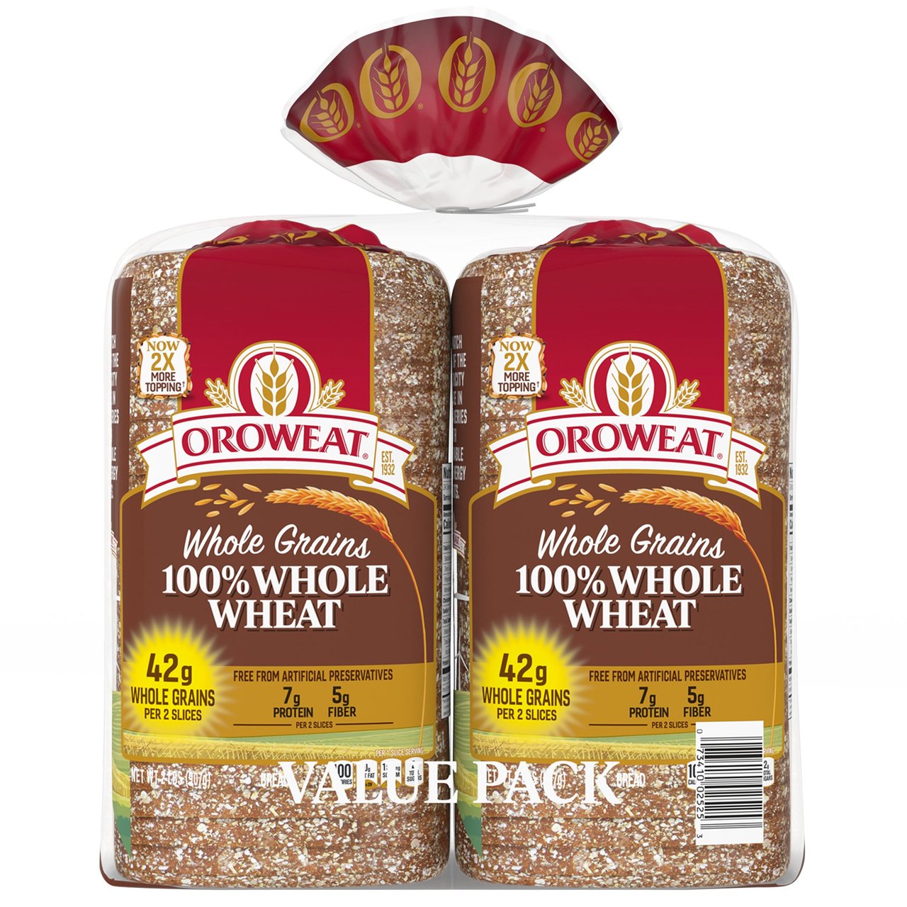 Oroweat 100% Whole Wheat Bread, 2 Pack, 32 Ounces Each - Image 1