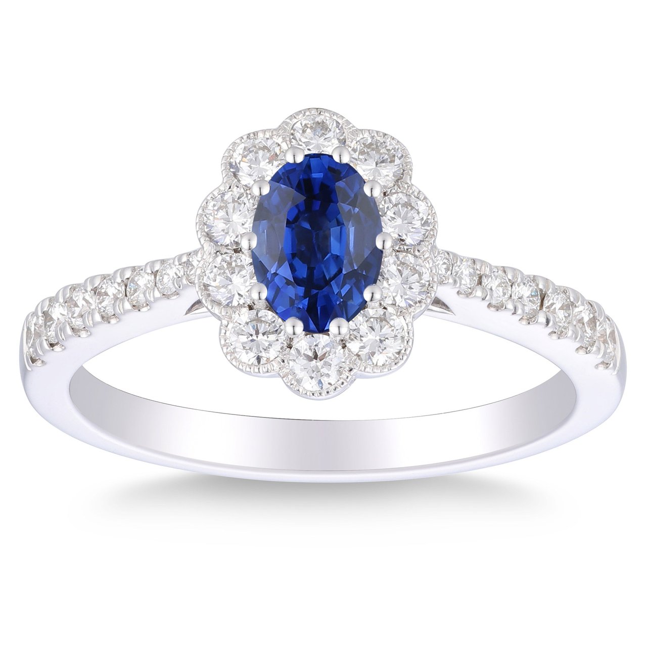 14KT WHITE GOLD VS2 I 0.45CTW DIAMOND AND BLUE SAPPHIRE RING - Image 1