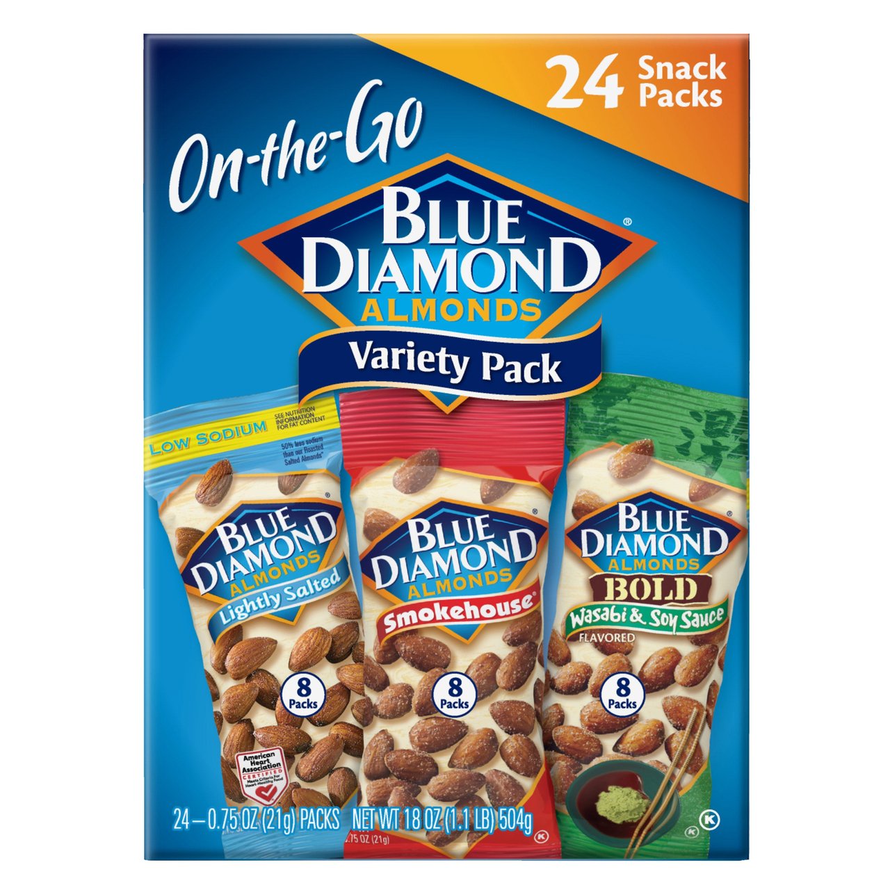 Blue Diamond Almonds Variety Pack, 24 x 0.75 oz - Image 1