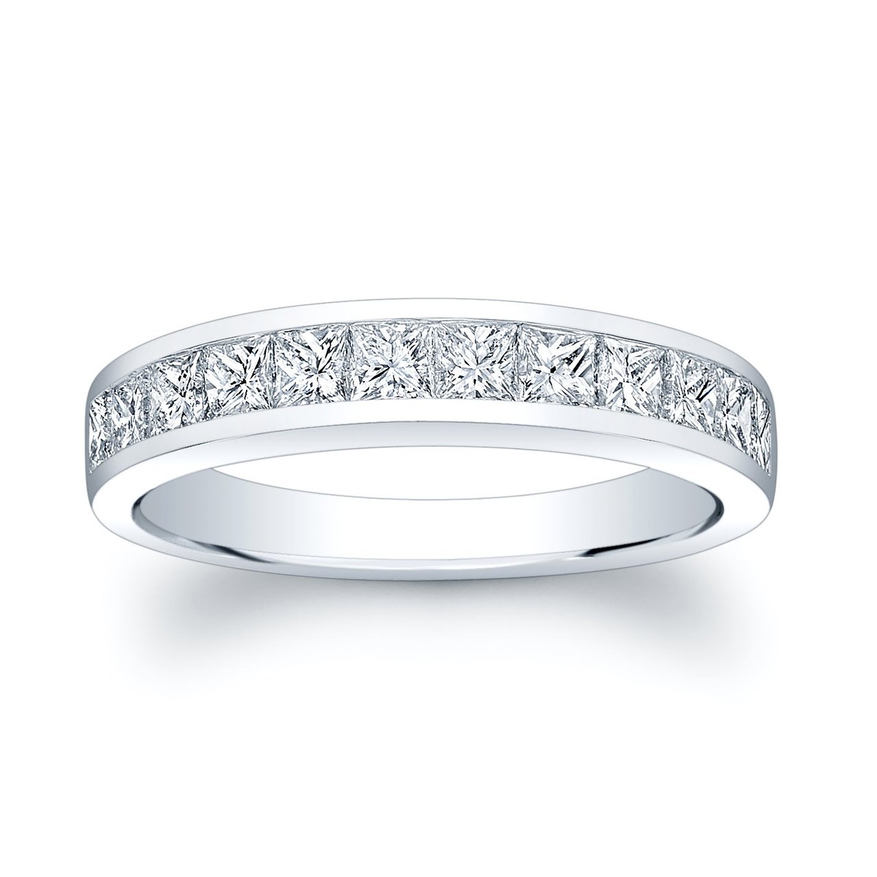 Platinum 0.96 CTW VS2 Clarity, I Color Princess Cut Diamond Channel Set Band - Image 1