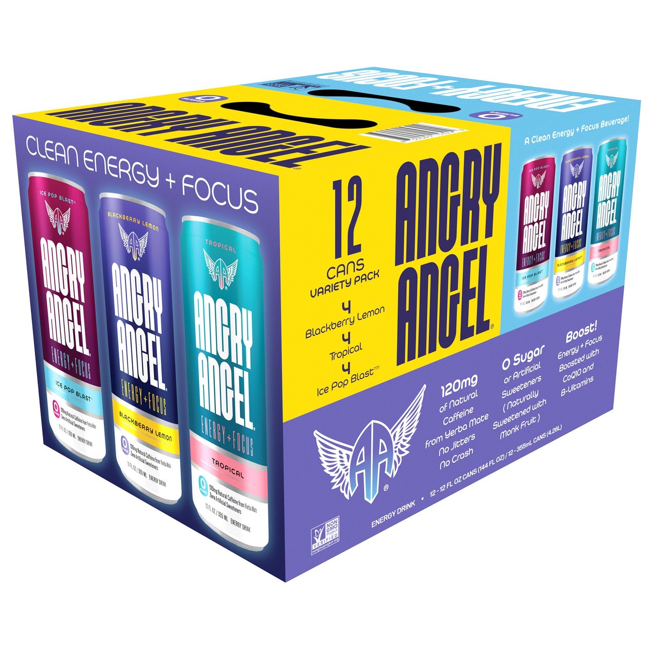 Angry Angel Variety Energy + Focus Beverage, 12 x 12 oz - Image 1