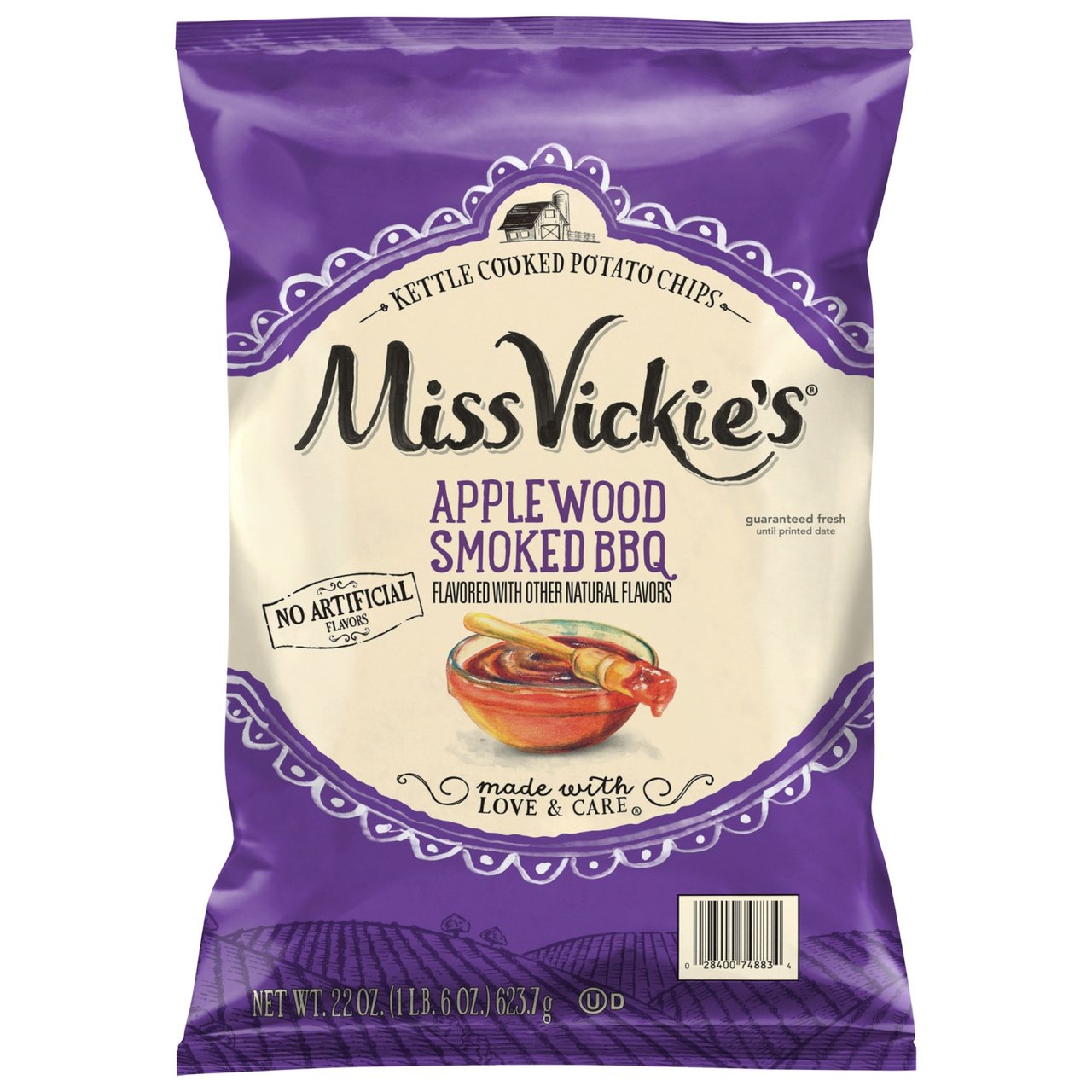 Miss Vickie's Applewood Smoked BBQ Kettle Cooked Potato Chips, 22 oz - Image 1