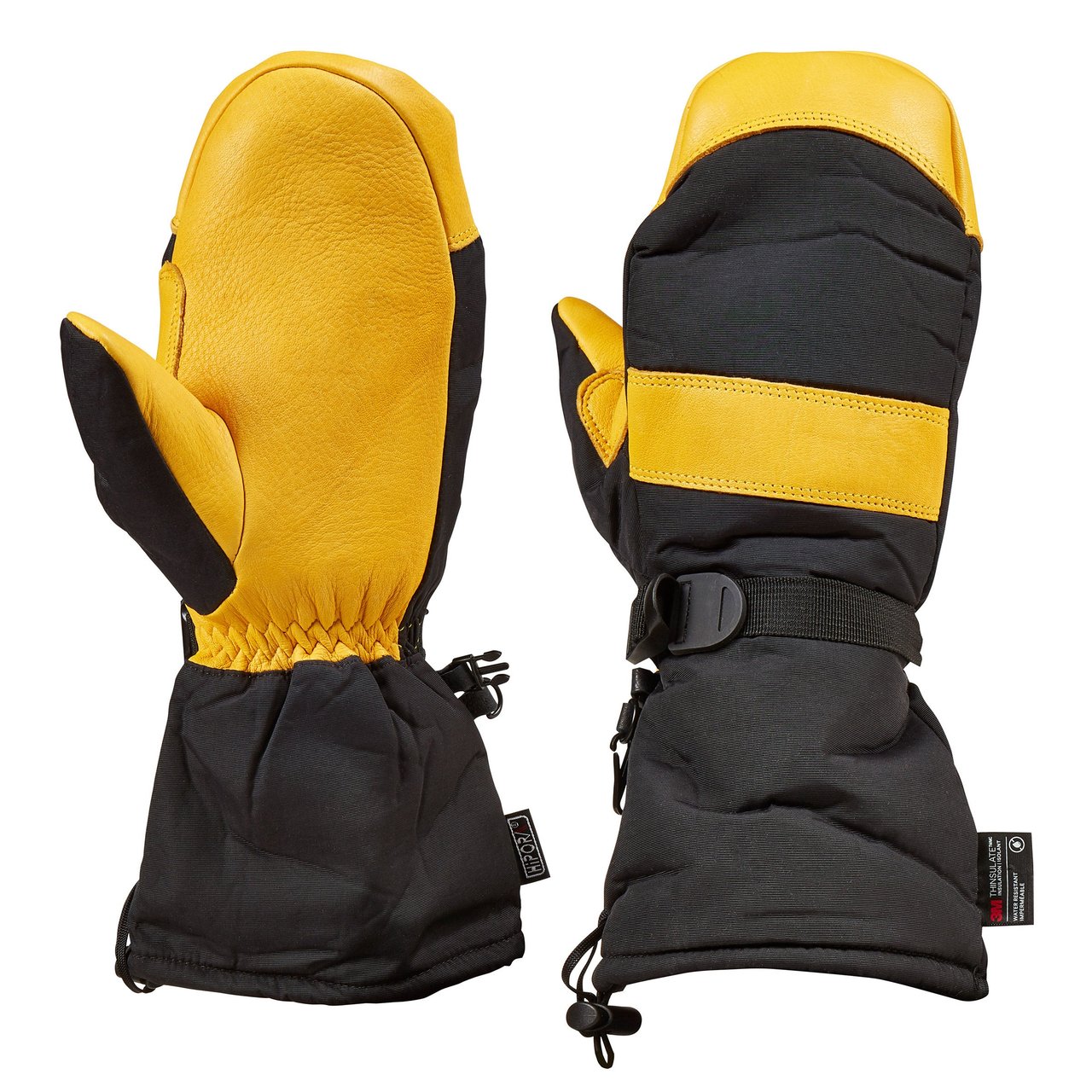 Saranac Gauntlet Deerskin Ski Mitt - Gold/Black - Image 1