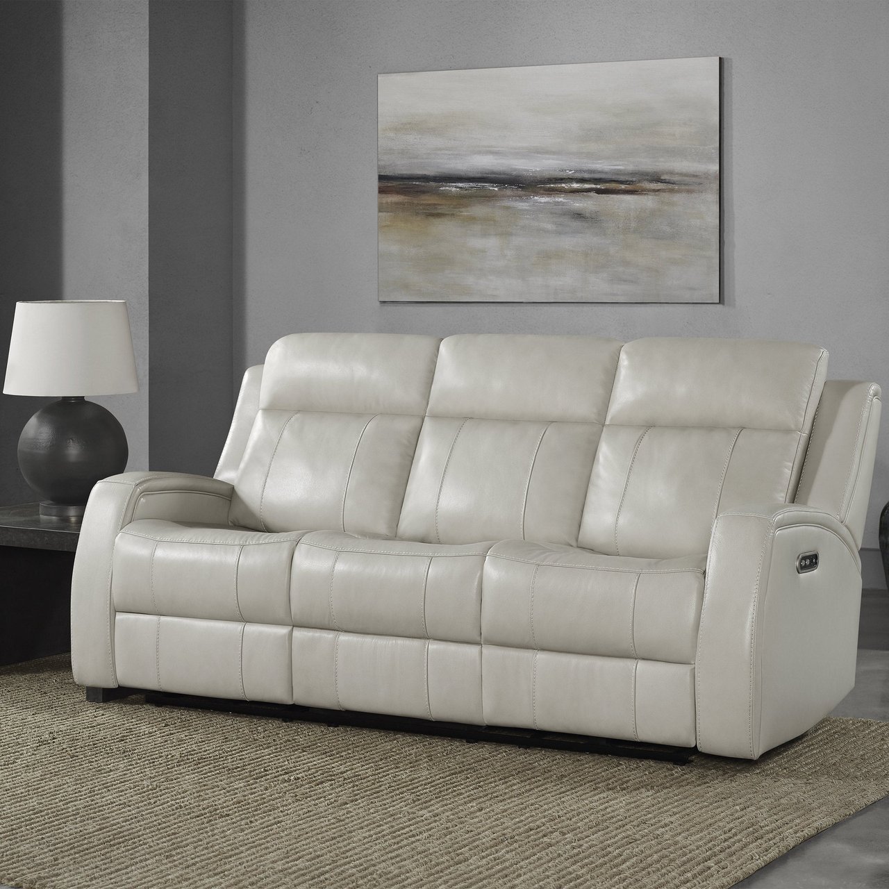 Barcalounger Leather Power Reclining Sofa with Power Headrests - Image 1