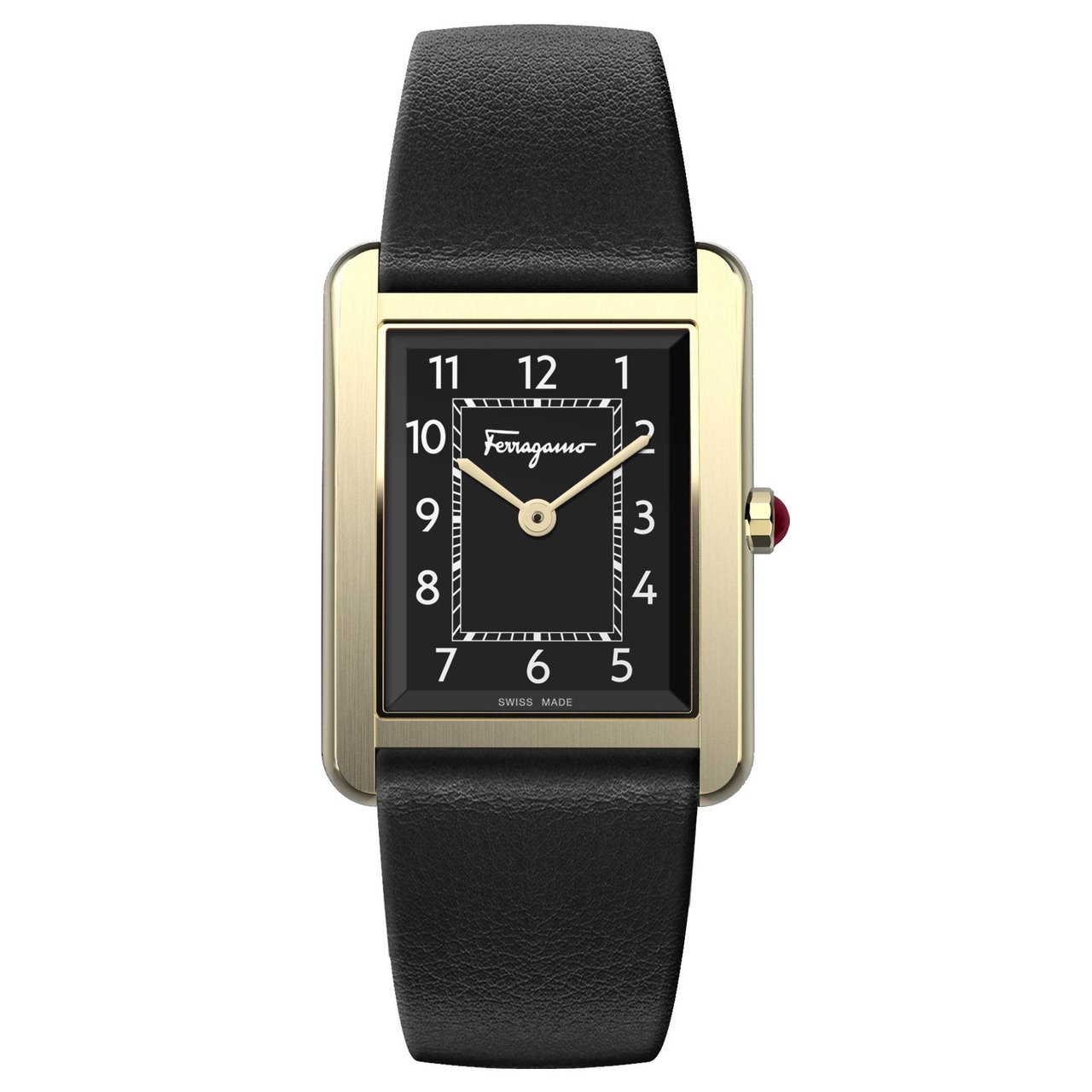 Salvatore Ferragamo Black Leather Strap Ladies Quartz Watch
