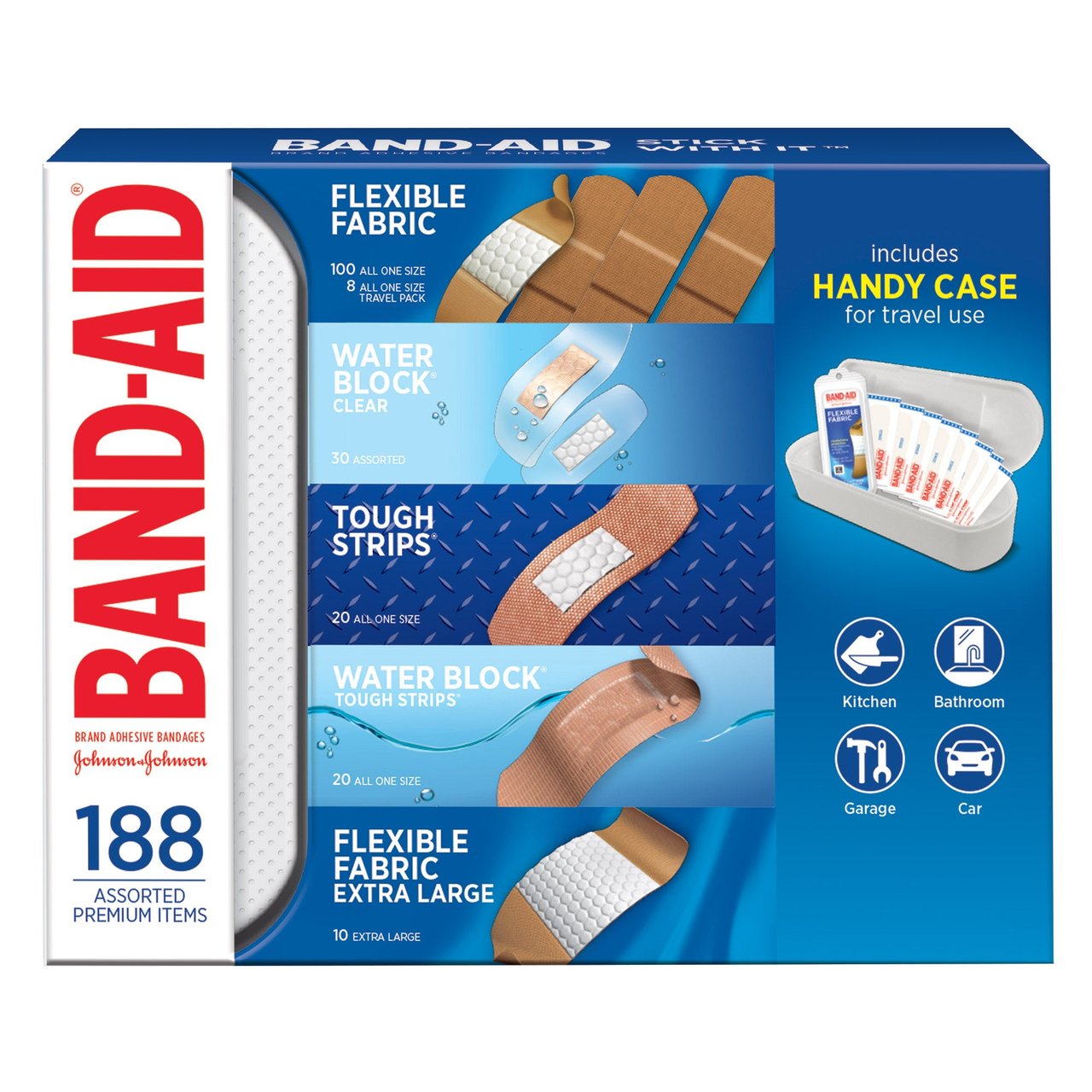 Band-Aid Adhesive Bandages 188 CT with Case - Image 1
