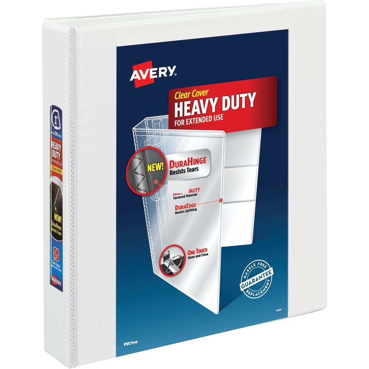 Avery Heavy-Duty View 3-Ring Binder with DuraHinge, 1.5" One Touch EZD Rings, White, 3-Count - Image 1
