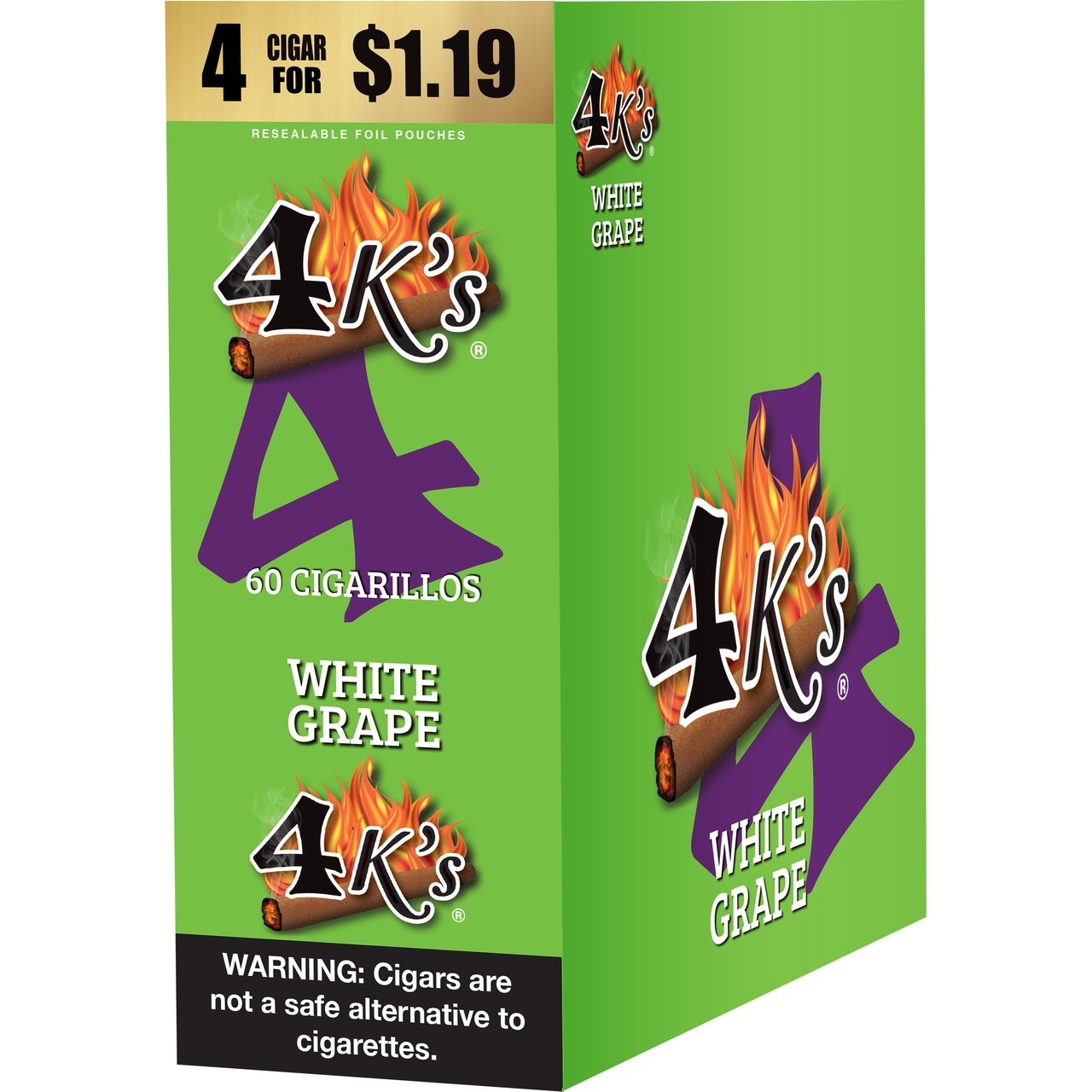 4K's White Grape Cigarillos, 15 Pouches/4 ct, $1.19 per Pouch - Image 1