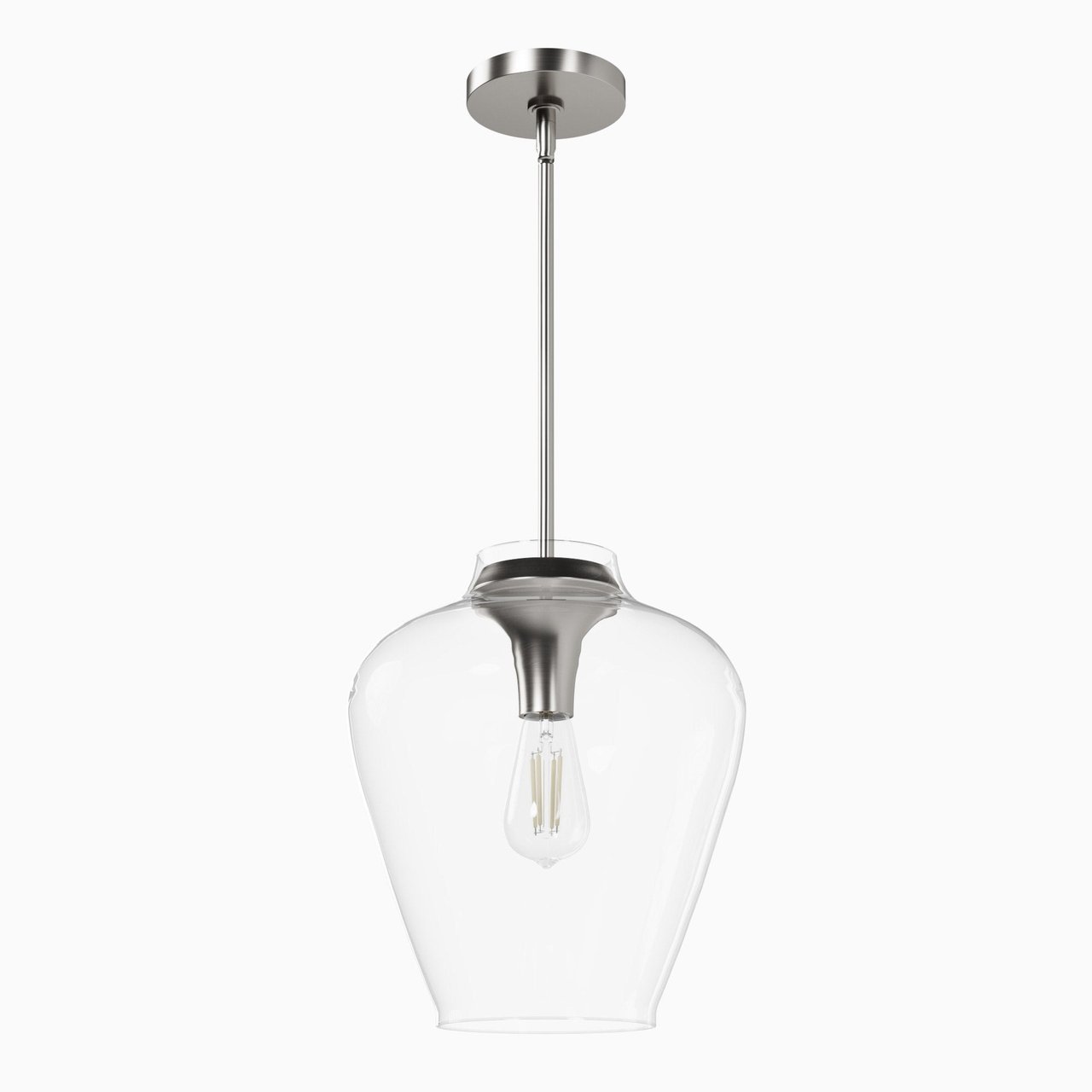 Hunter Vidria 1-Light Pendant Light, Brushed Nickel - Image 1