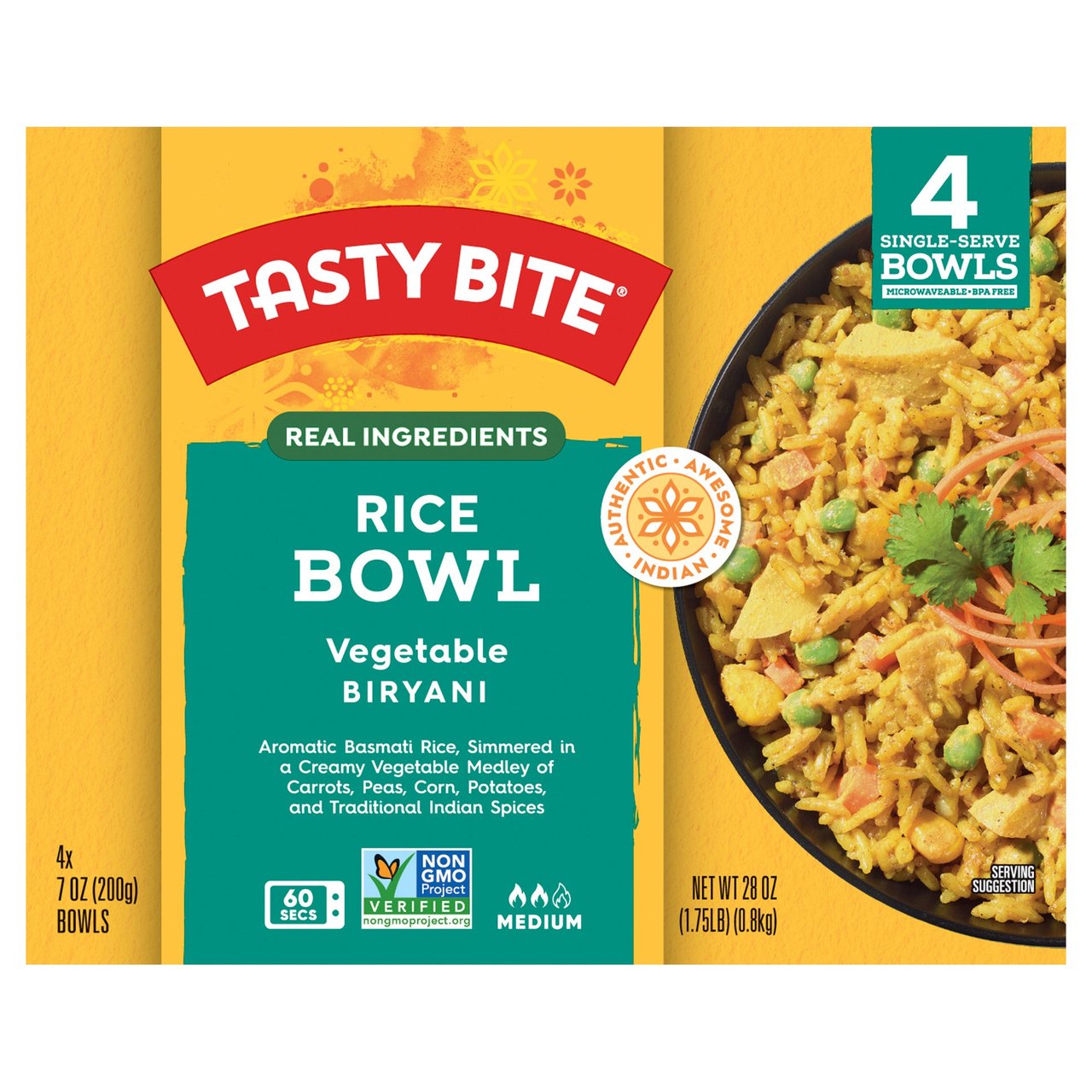 Tasty Bite Vegetable Biryani Rice Bowl, 4/7 oz - Image 1