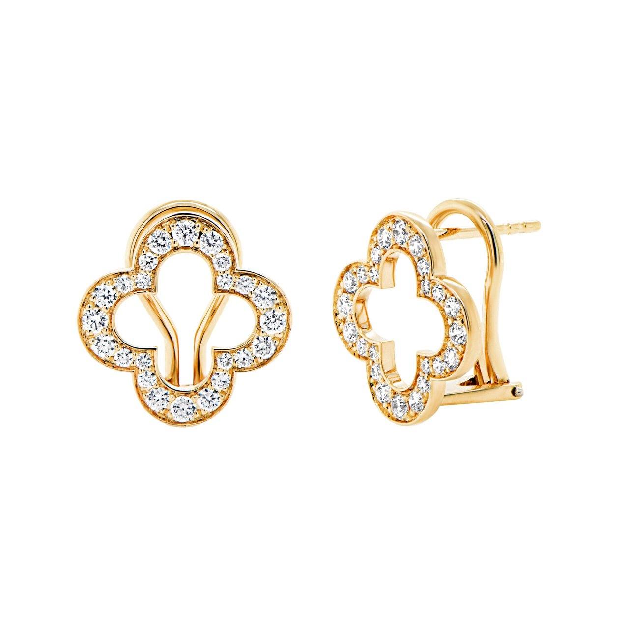 14kt Yellow Gold VS2 I 0.60 ctw Round Diamond Clover Earrings - Image 1