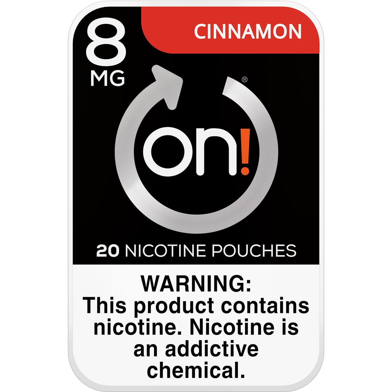 On! Cinnamon 8mg Nicotine Pouches, 5 Cans