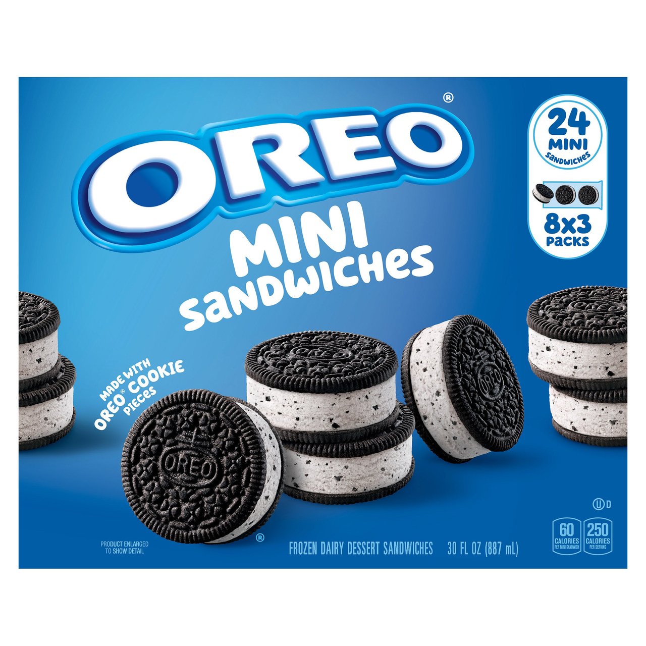 Oreo Mini Frozen Dessert Sandwiches, 24 ct / 1.25 fl oz Each - Image 1
