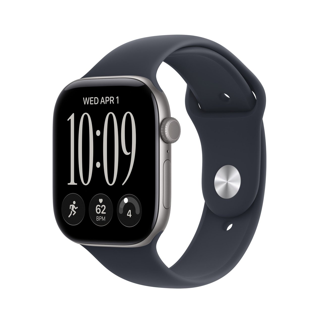 Apple Watch Series 12 GPS 46mm Space Gray with Navy Blue Sport Band, M/L - Image 1