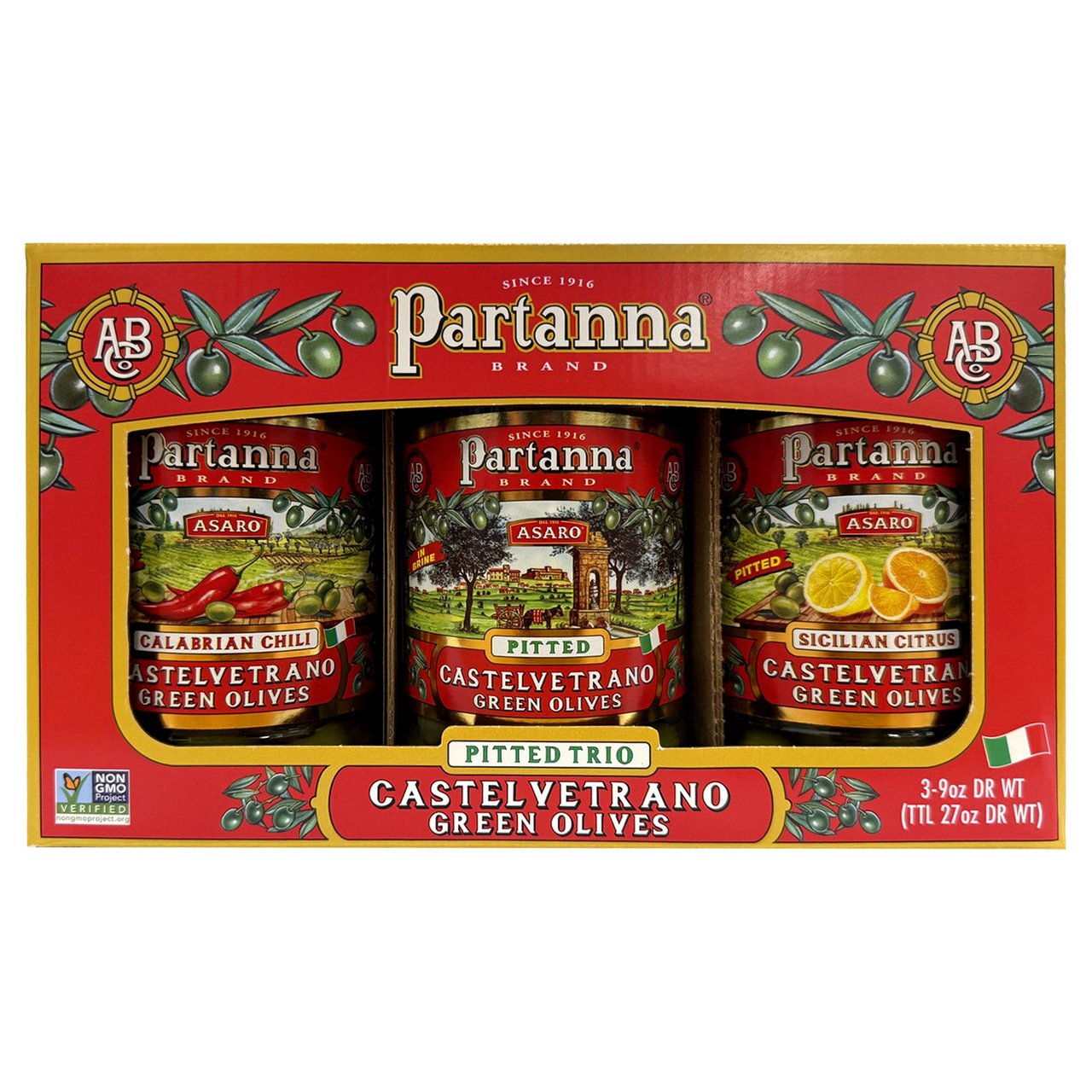 PARTANNA CASTELVETRANO PITTED OLIVE VARIETY 3/9 OZ