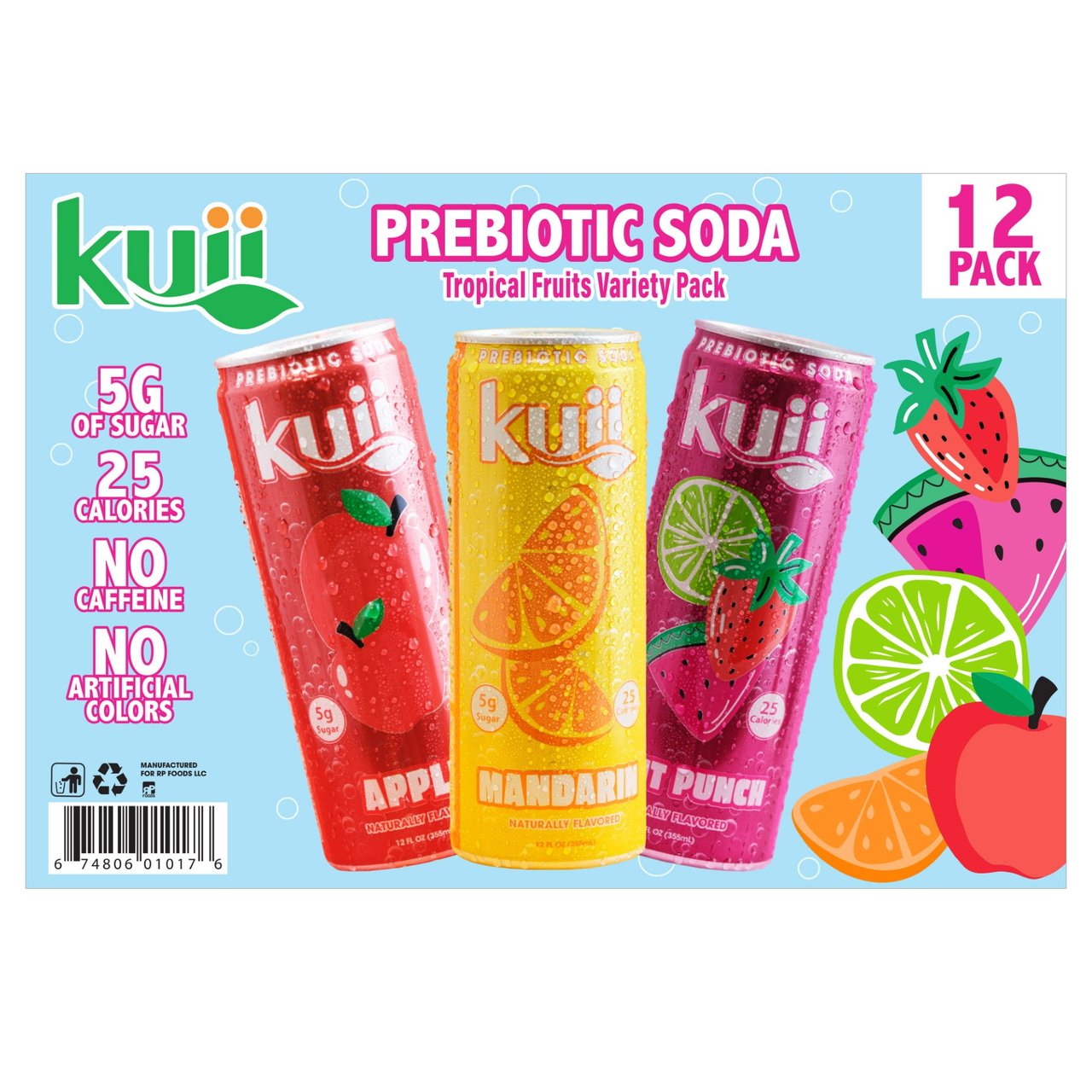 Kuii Prebiotic Soda Variety Pack, 12 Count / 12 oz - Image 1
