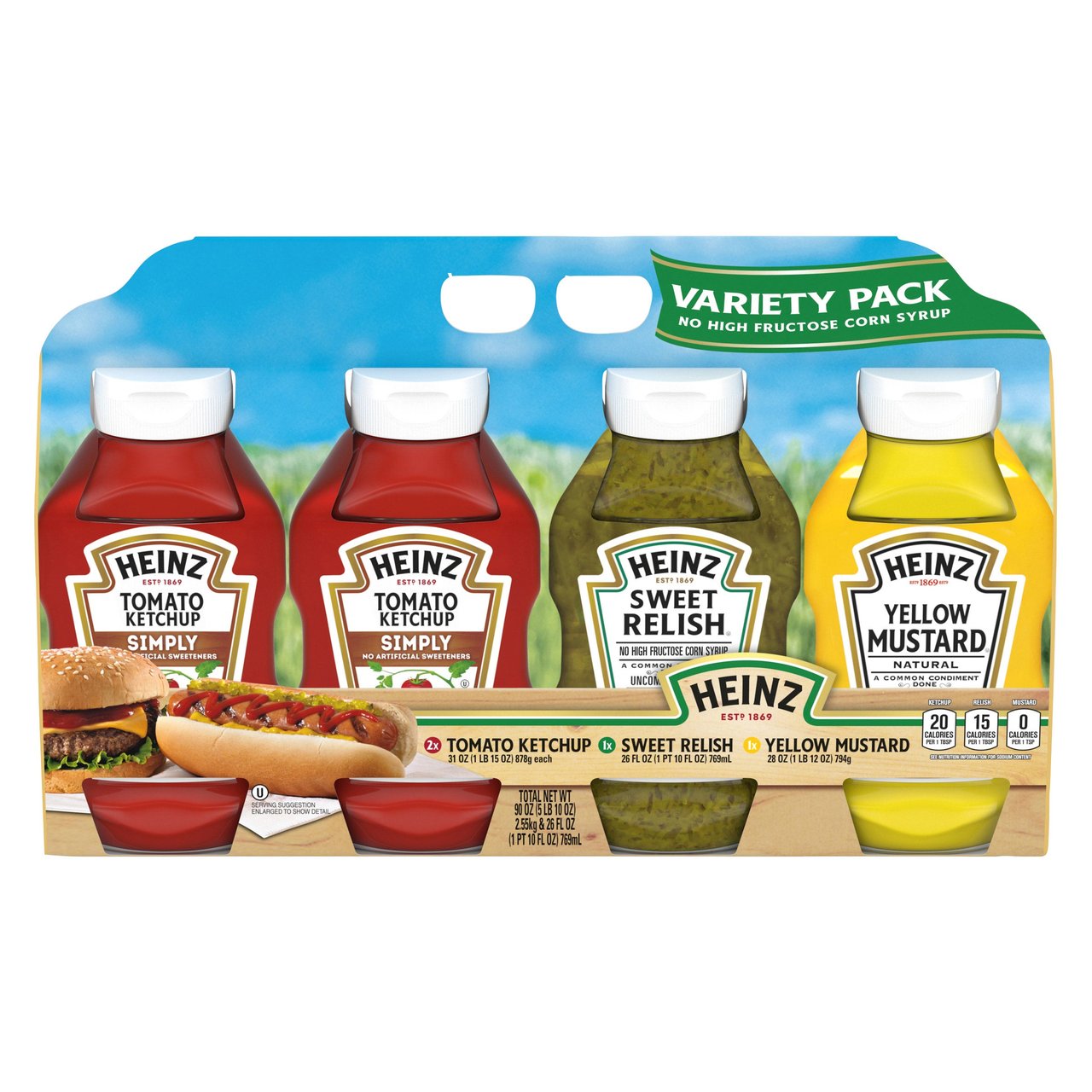 Heinz Picnic Pack - 2 Ketchup, Mustard, Relish (2/31 oz, 28 oz, 26 fl oz) - Image 1