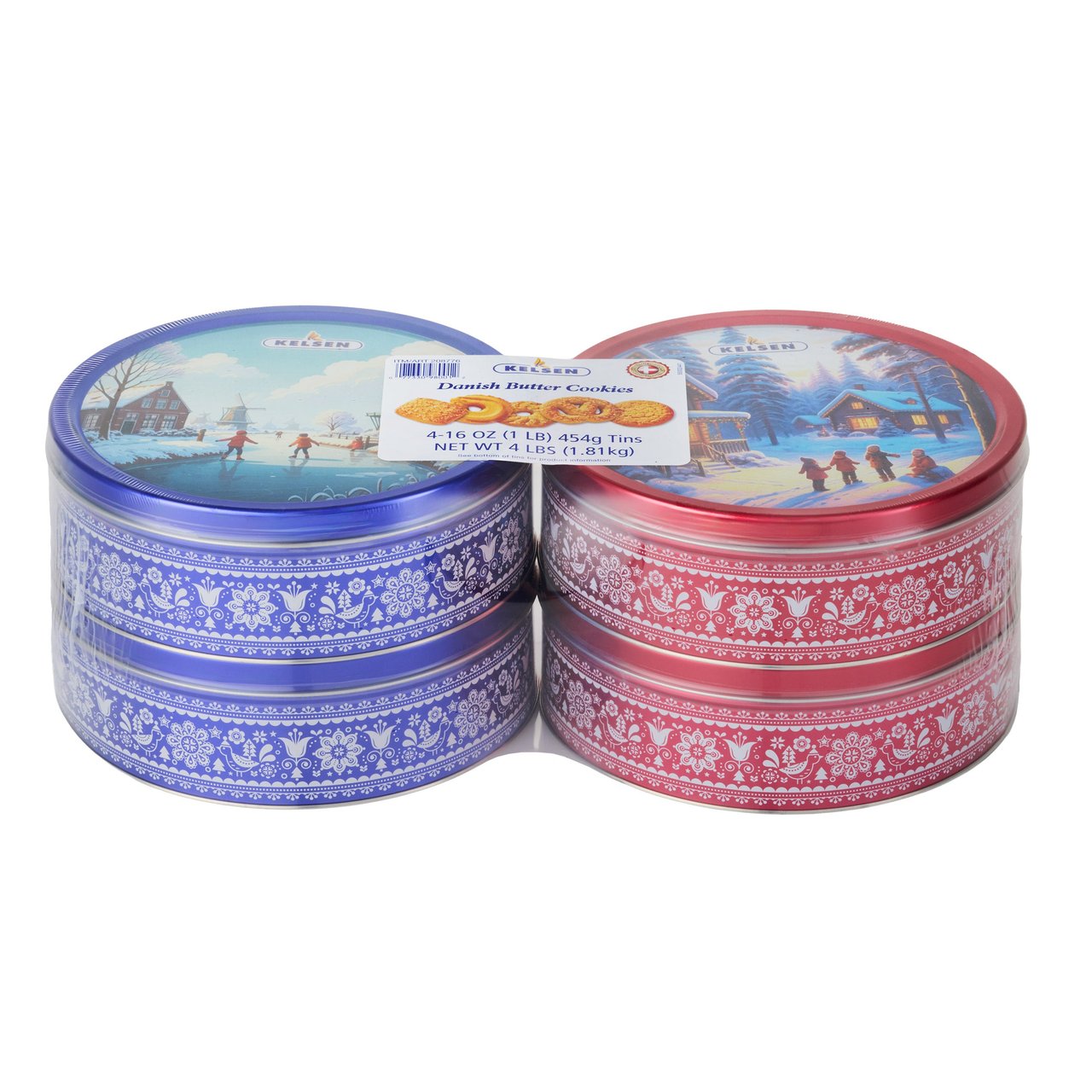 Kelsen Danish Butter Cookies, 4/16 Ounce Tins - Image 1