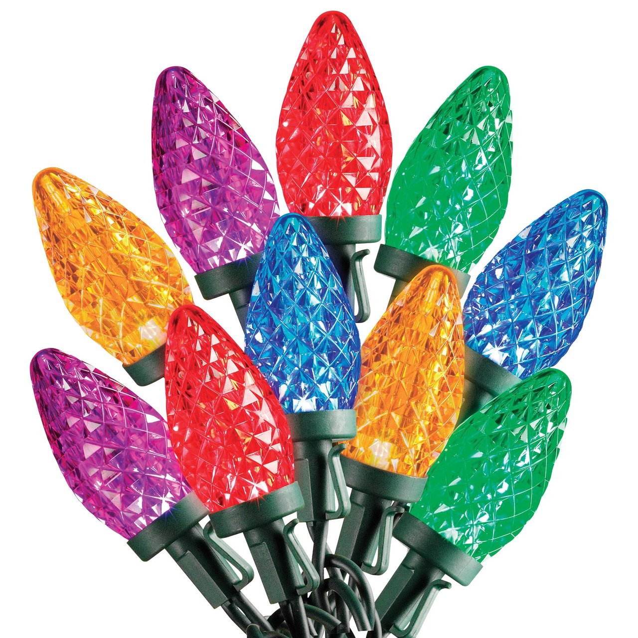 Sylvania 2-Pack 50-Light StayLit Multi-Color LED Faceted C9 Christmas Lights - Image 1