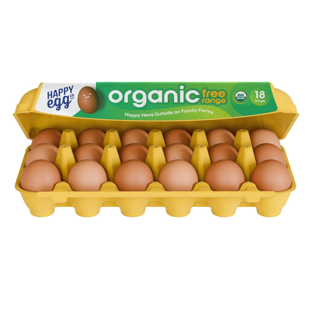 Organic Large Eggs Happy Egg Co. Free Range USDA Grade A 18 CT - Image 1