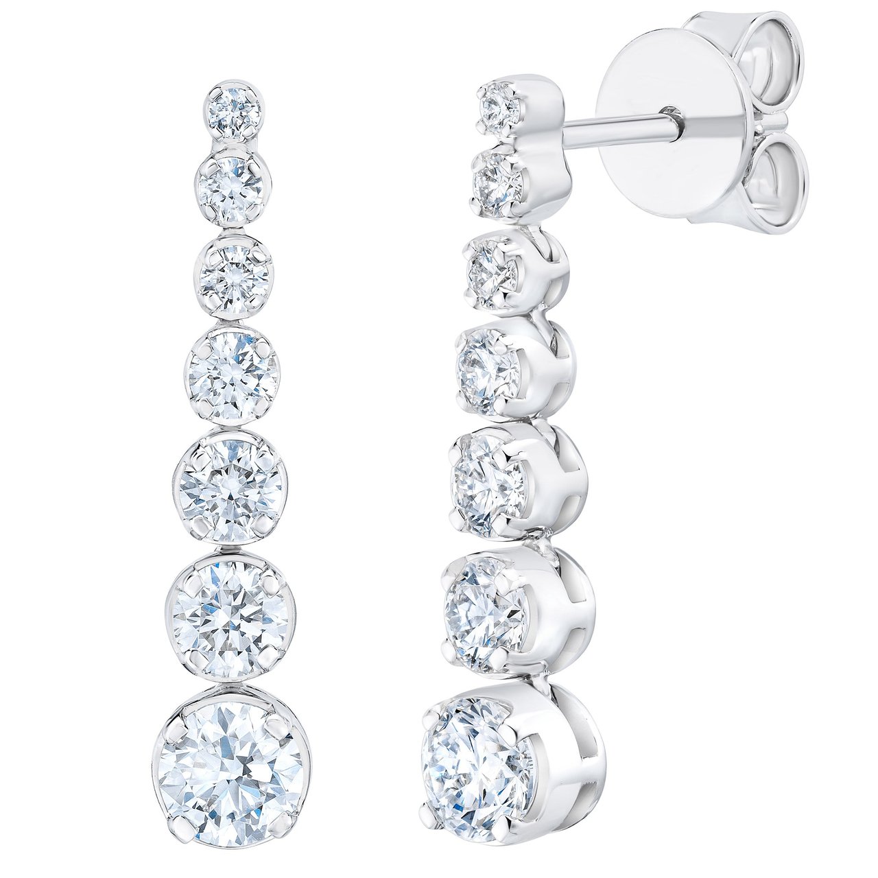 14kt White Gold VS2 I 1.25 ctw Round Diamond Pave Huggie Hoop Earrings - Image 1
